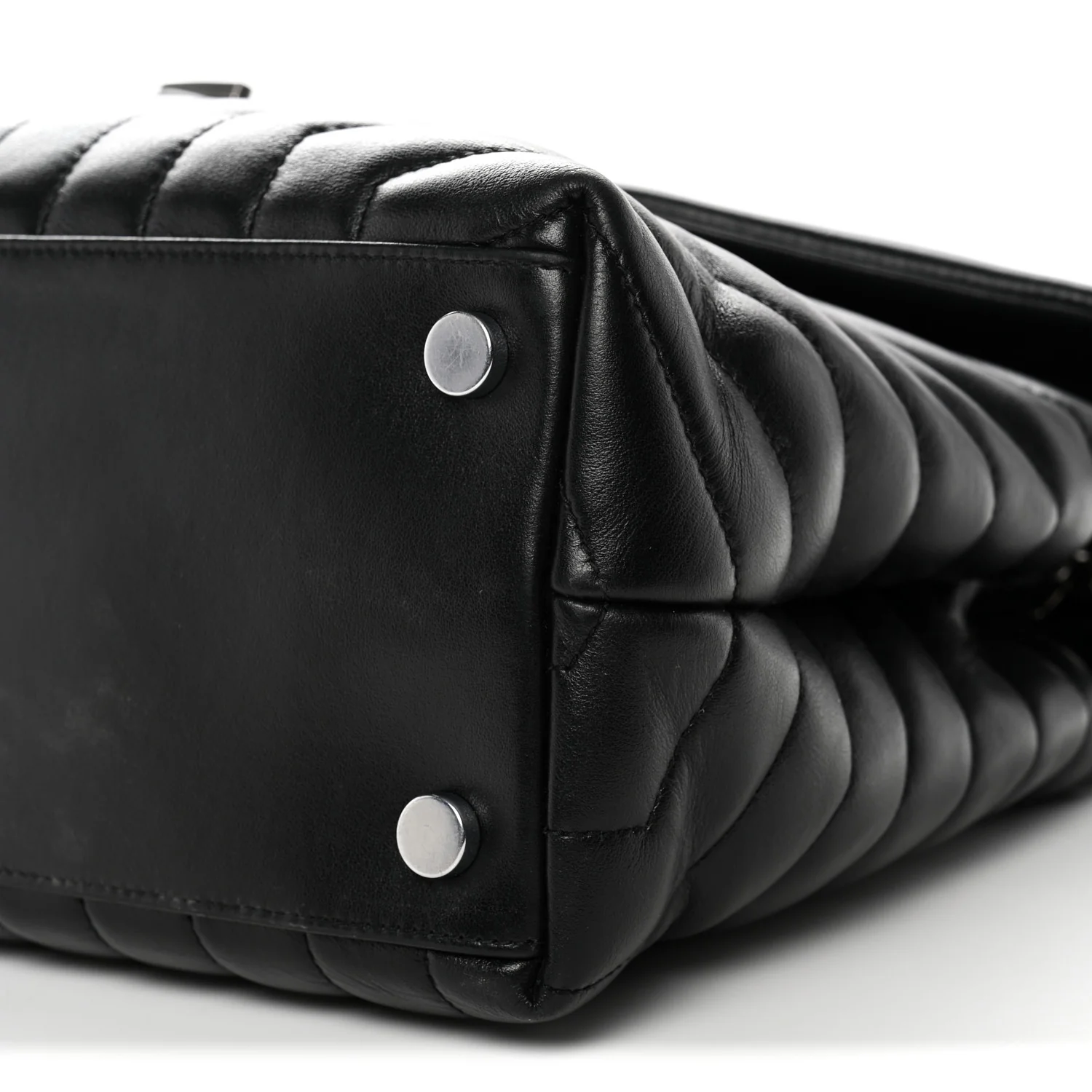 Calfskin Y Quilted Monogram Large Loulou Chain Satchel Black - Image 10