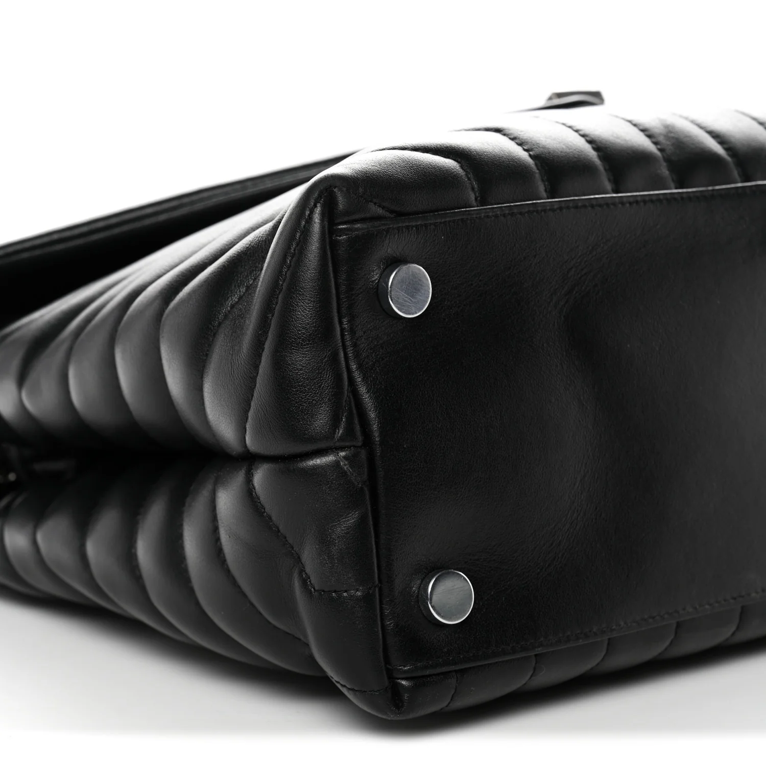 Calfskin Y Quilted Monogram Large Loulou Chain Satchel Black - Image 9