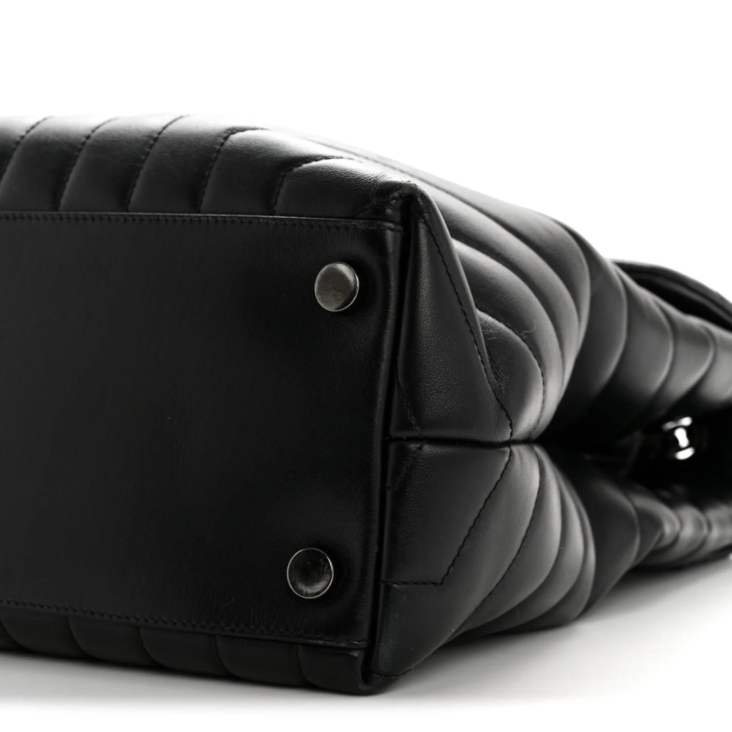 Calfskin Y Quilted Monogram Large Loulou Chain Satchel Black - Image 10