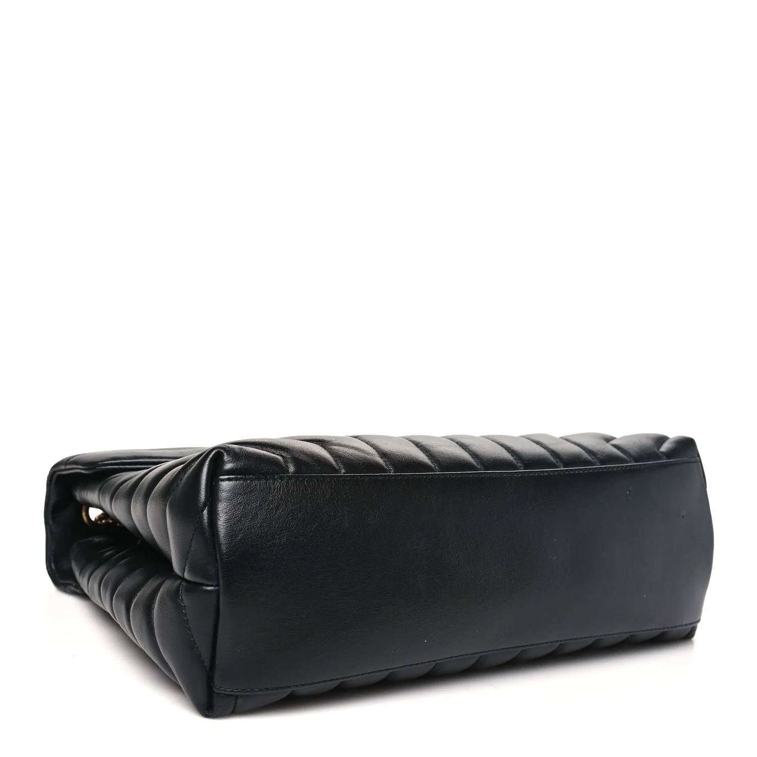 Calfskin Y Quilted Monogram Medium Loulou Chain Satchel Black - Image 4