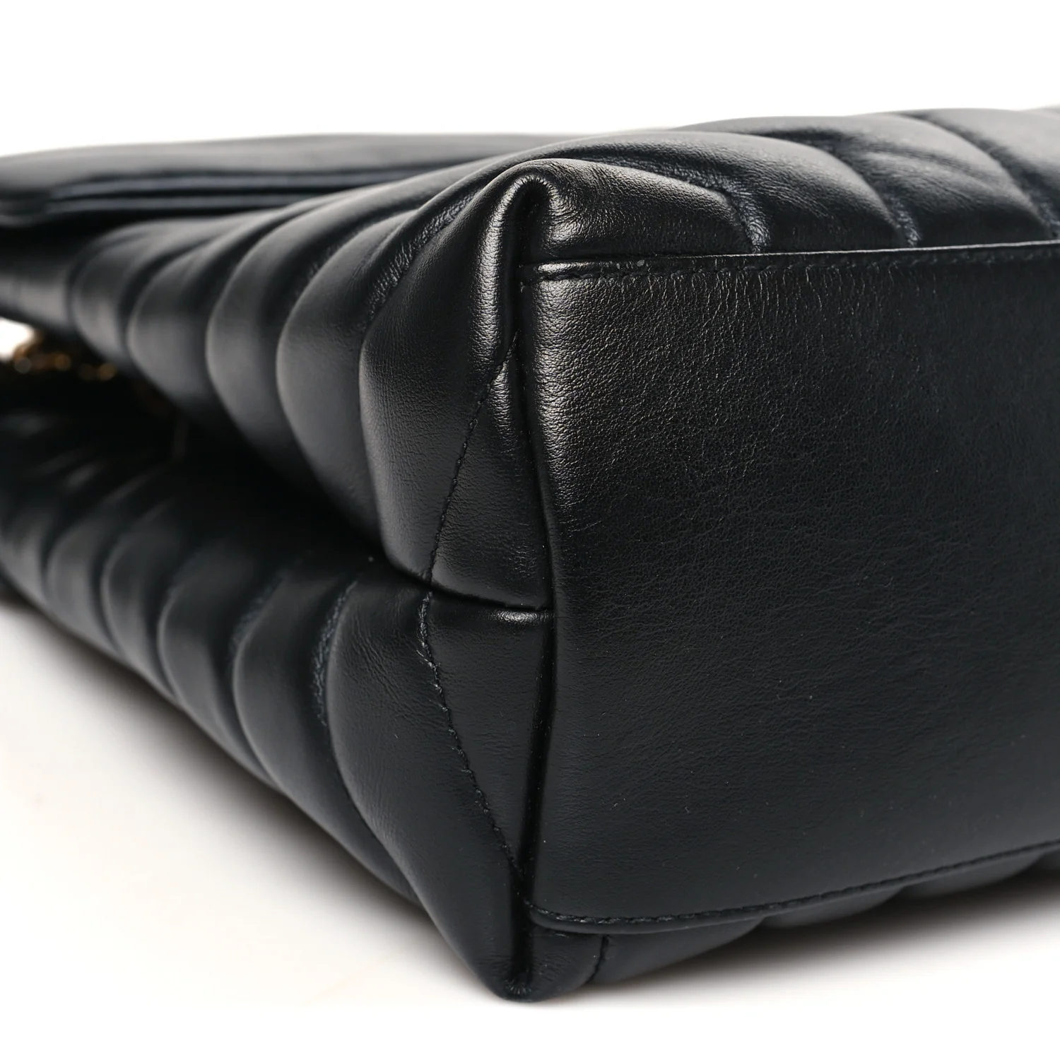 Calfskin Y Quilted Monogram Medium Loulou Chain Satchel Black - Image 8