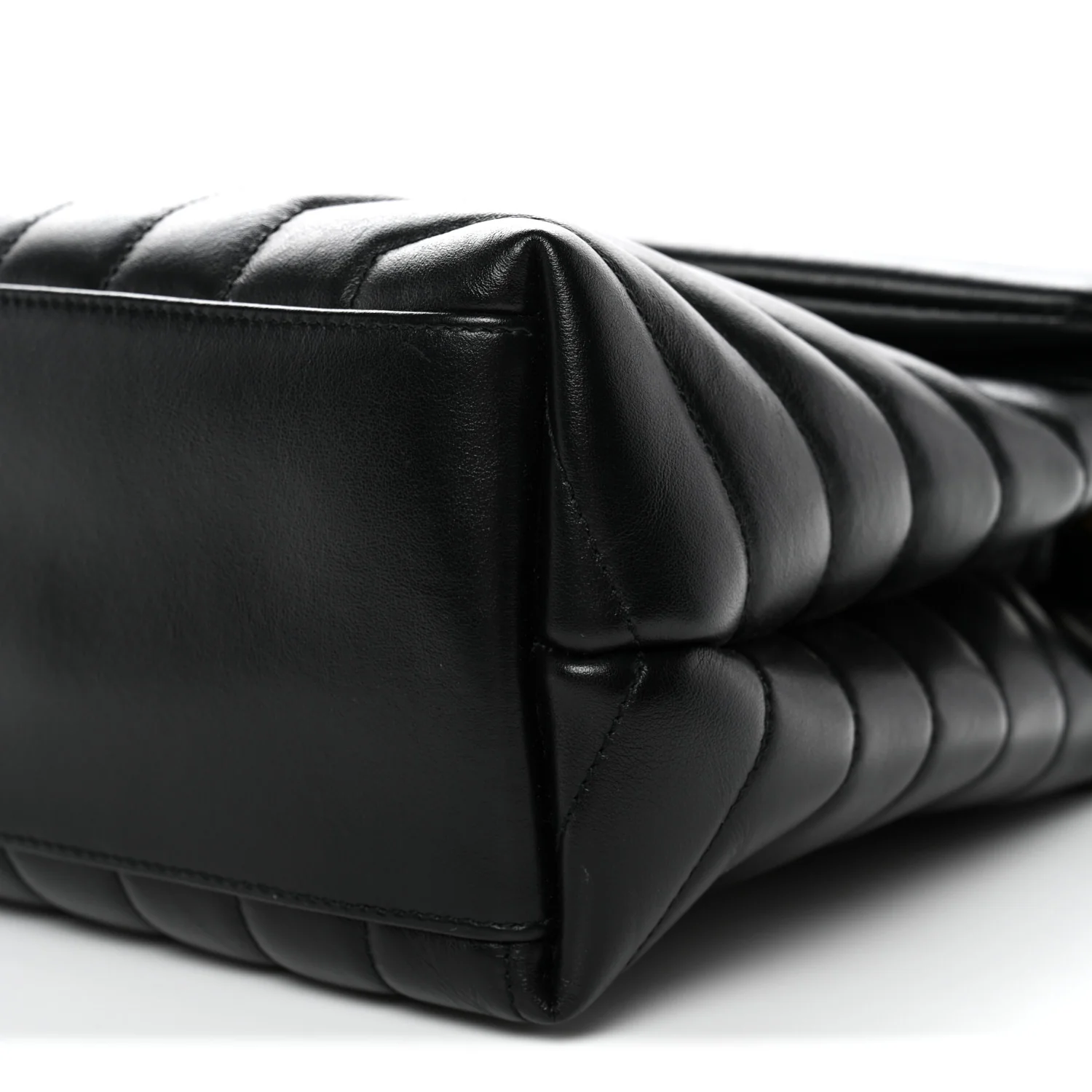 Calfskin Y Quilted Monogram Medium Loulou Chain Satchel Black - Image 10