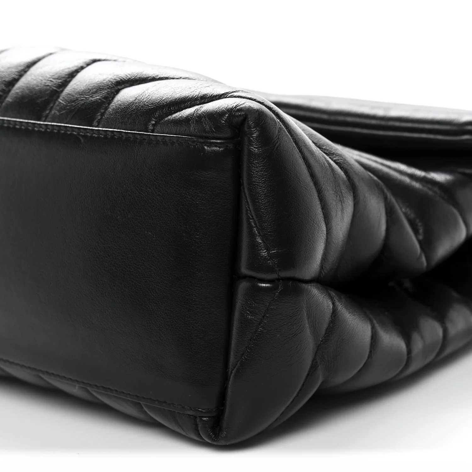 Calfskin Y Quilted Monogram Medium Loulou Chain Satchel Black - Image 10