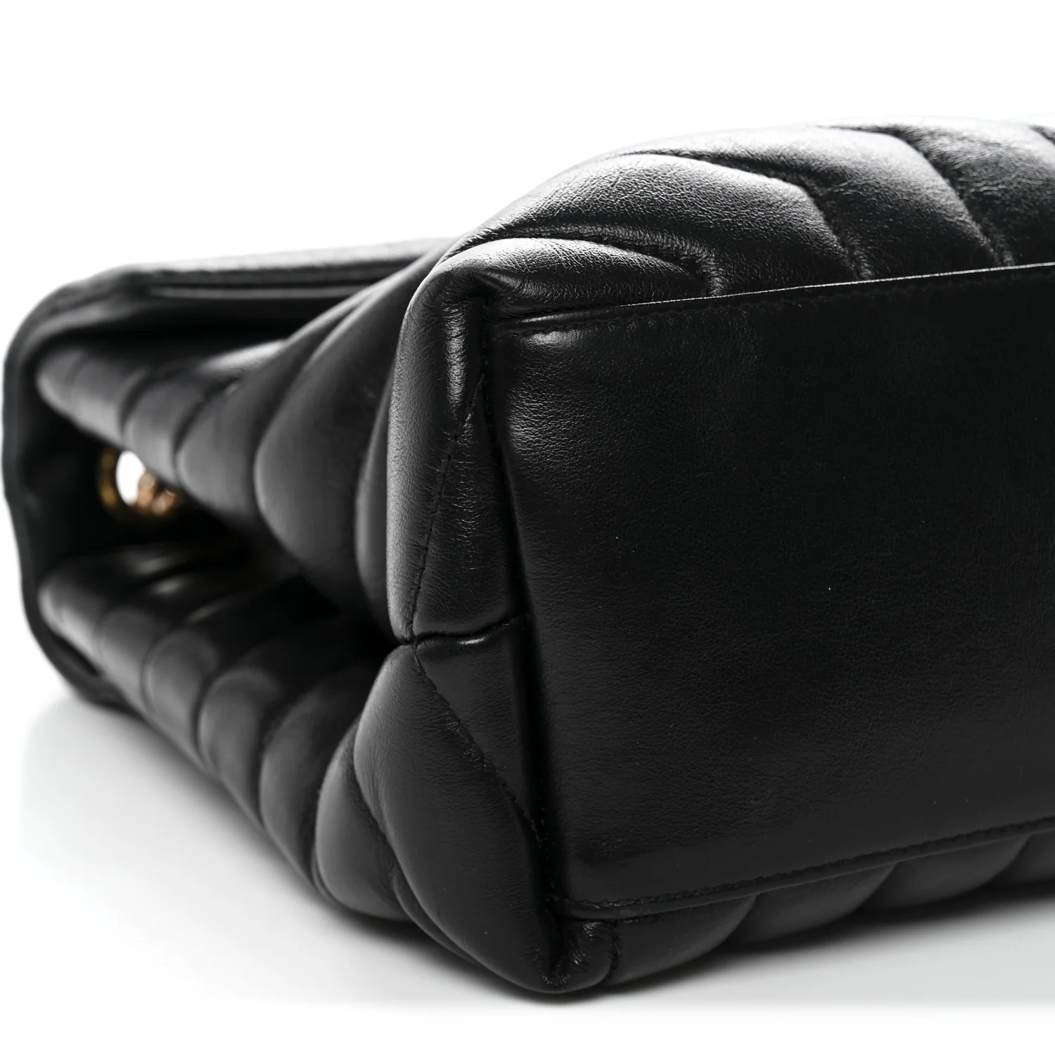 Calfskin Y Quilted Monogram Medium Loulou Chain Satchel Black - Image 9