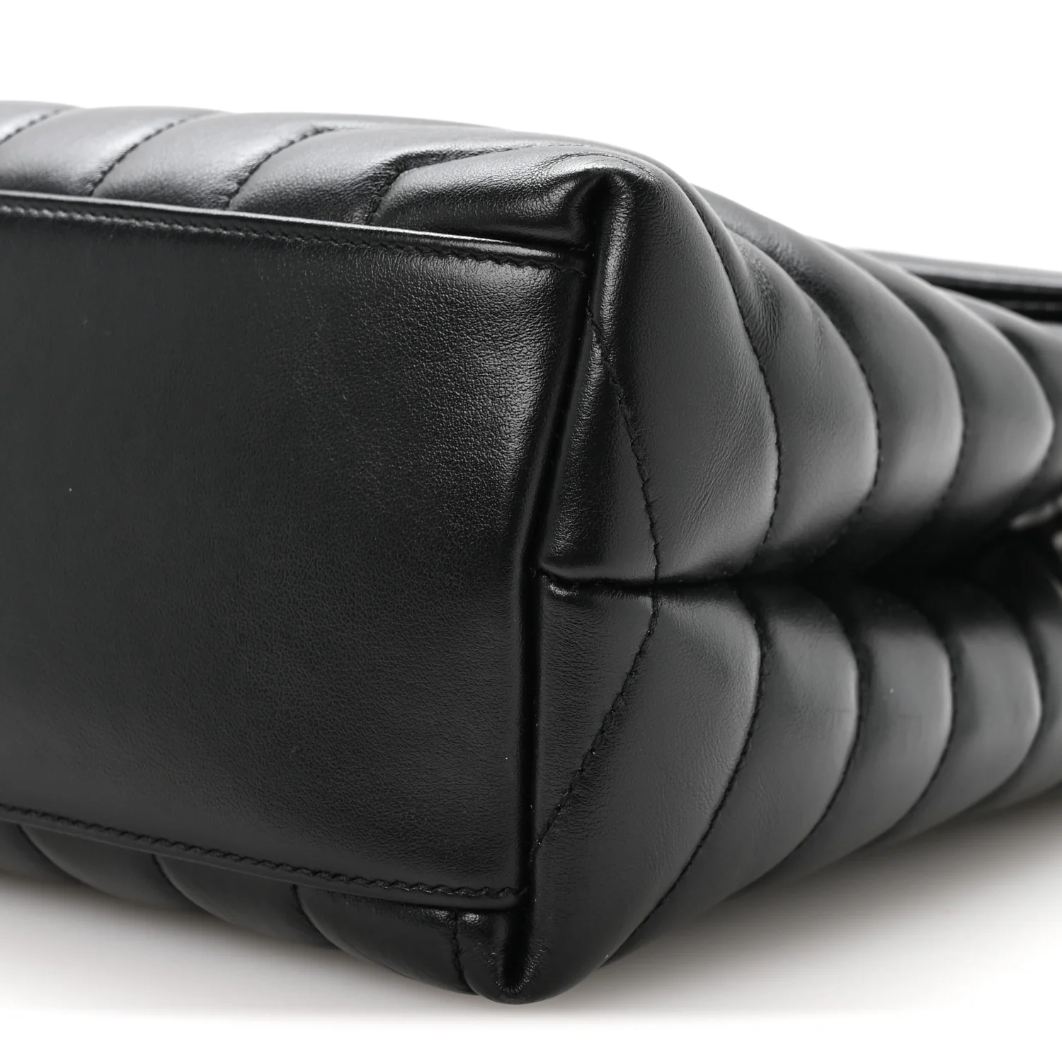 Calfskin Y Quilted Monogram Medium Loulou Chain Satchel Black - Image 10