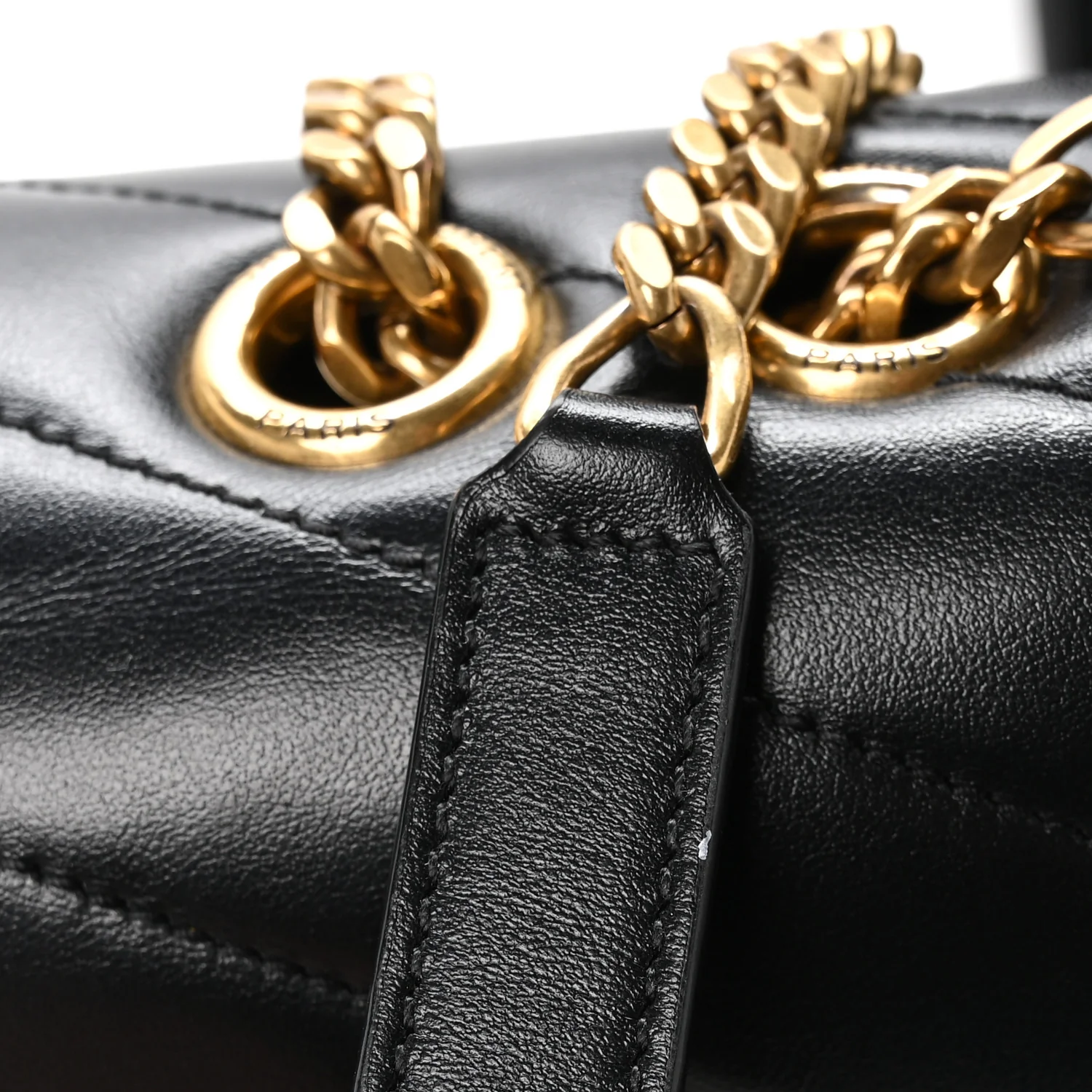 Calfskin Y Quilted Monogram Medium Loulou Chain Satchel Black - Image 12