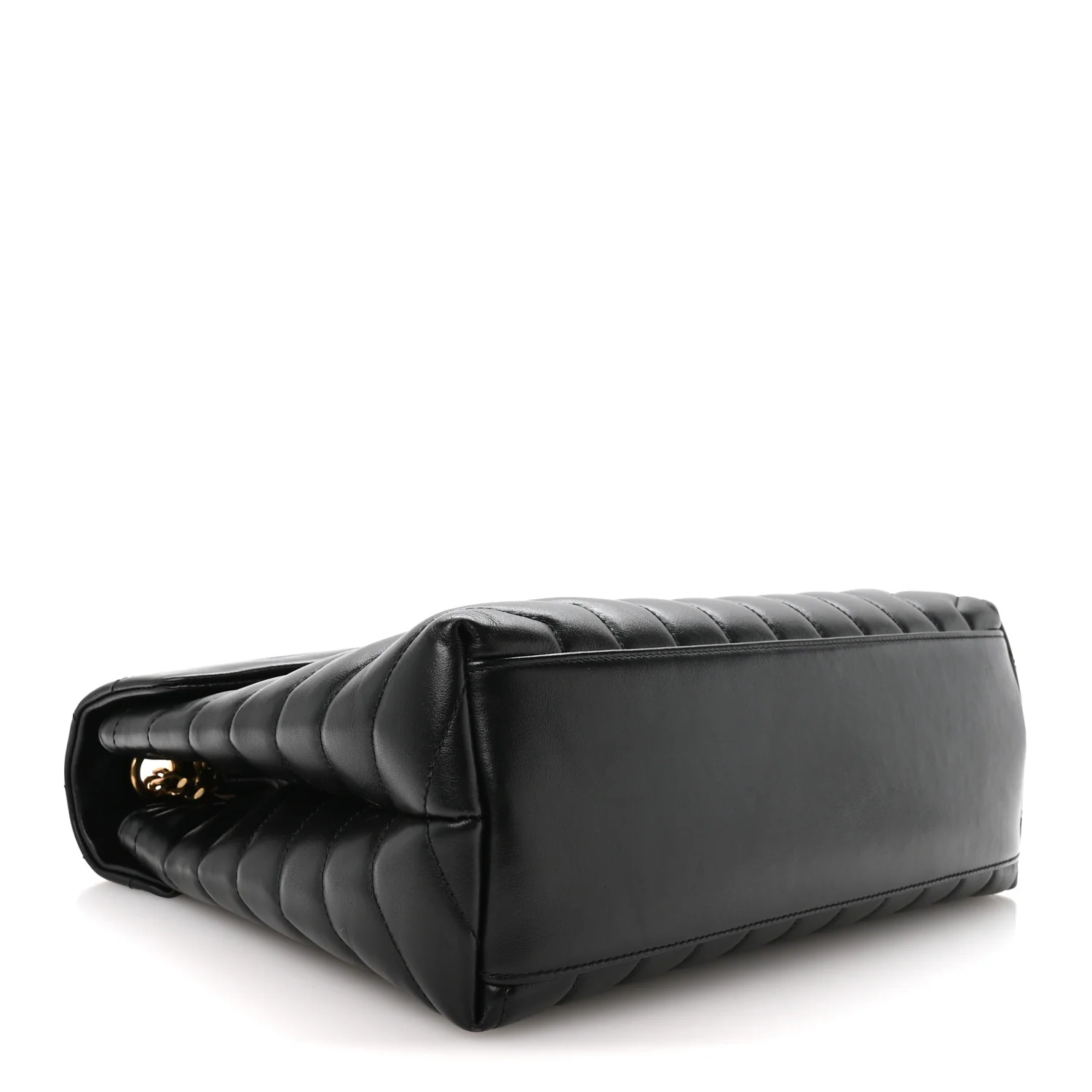 Calfskin Y Quilted Monogram Medium Loulou Chain Satchel Black - Image 4