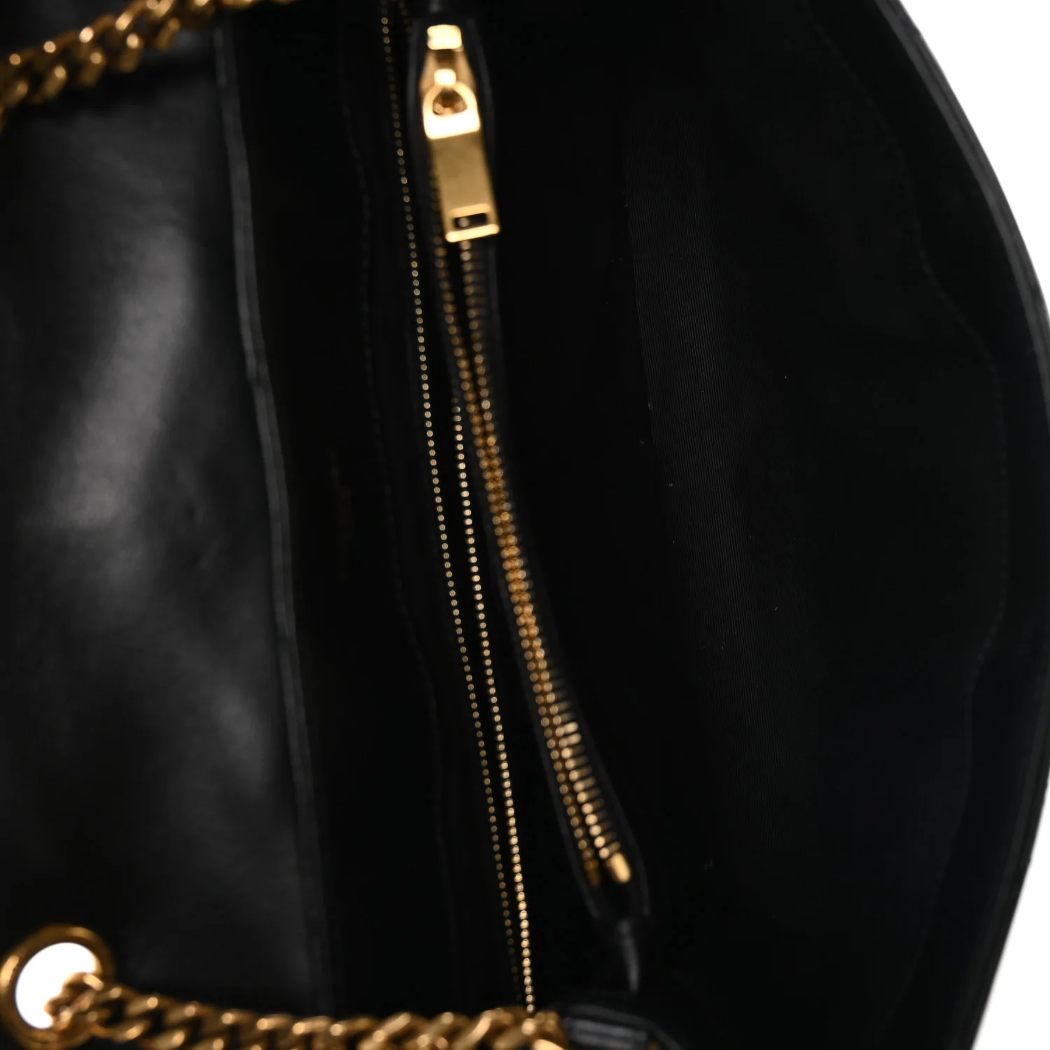 Calfskin Y Quilted Monogram Medium Loulou Chain Satchel Black - Image 5