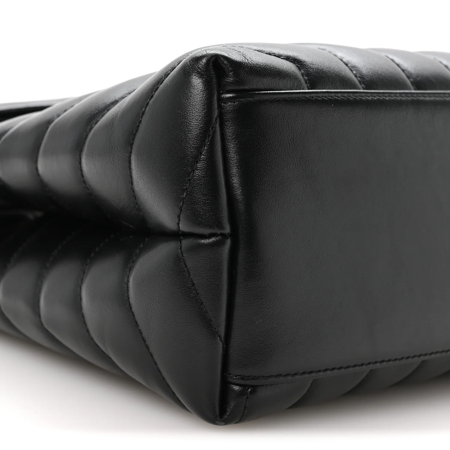 Calfskin Y Quilted Monogram Medium Loulou Chain Satchel Black - Image 9