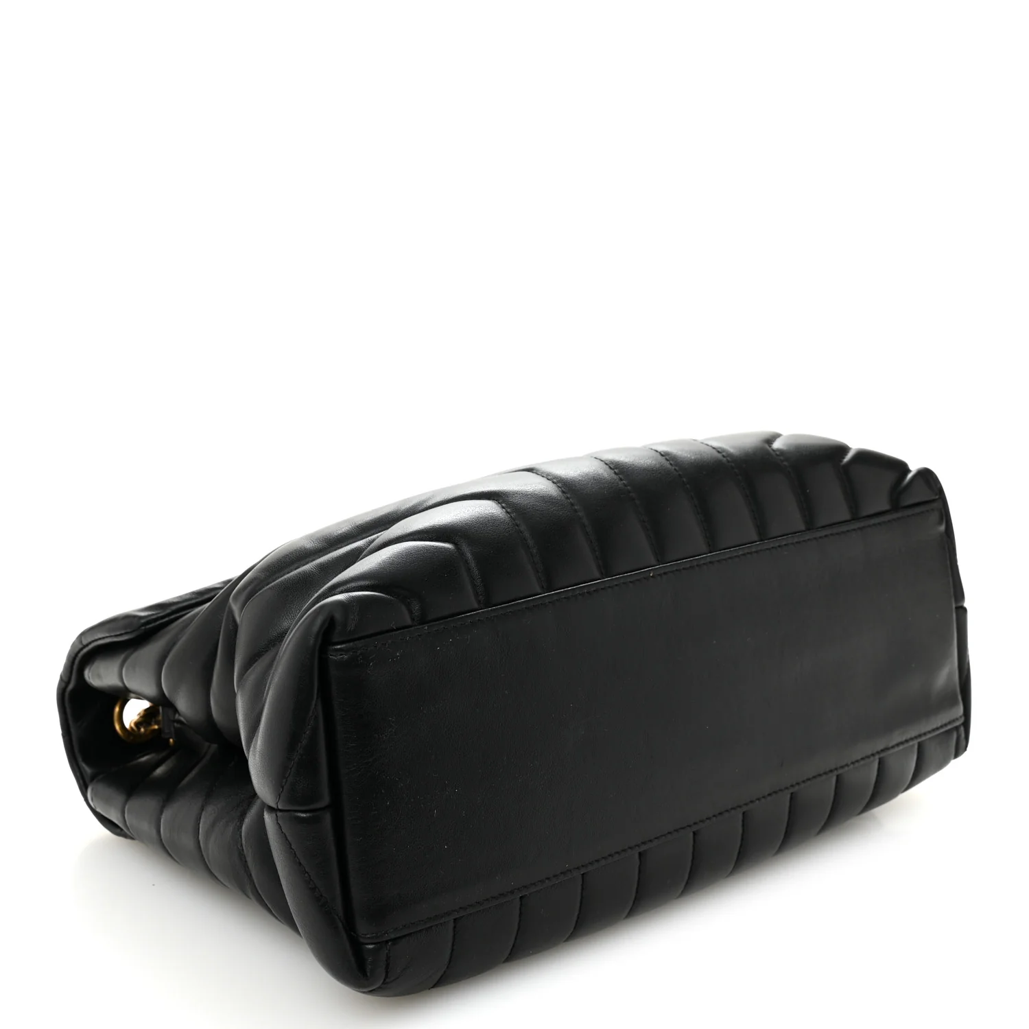 Calfskin Y Quilted Monogram Medium Loulou Chain Satchel Black - Image 4