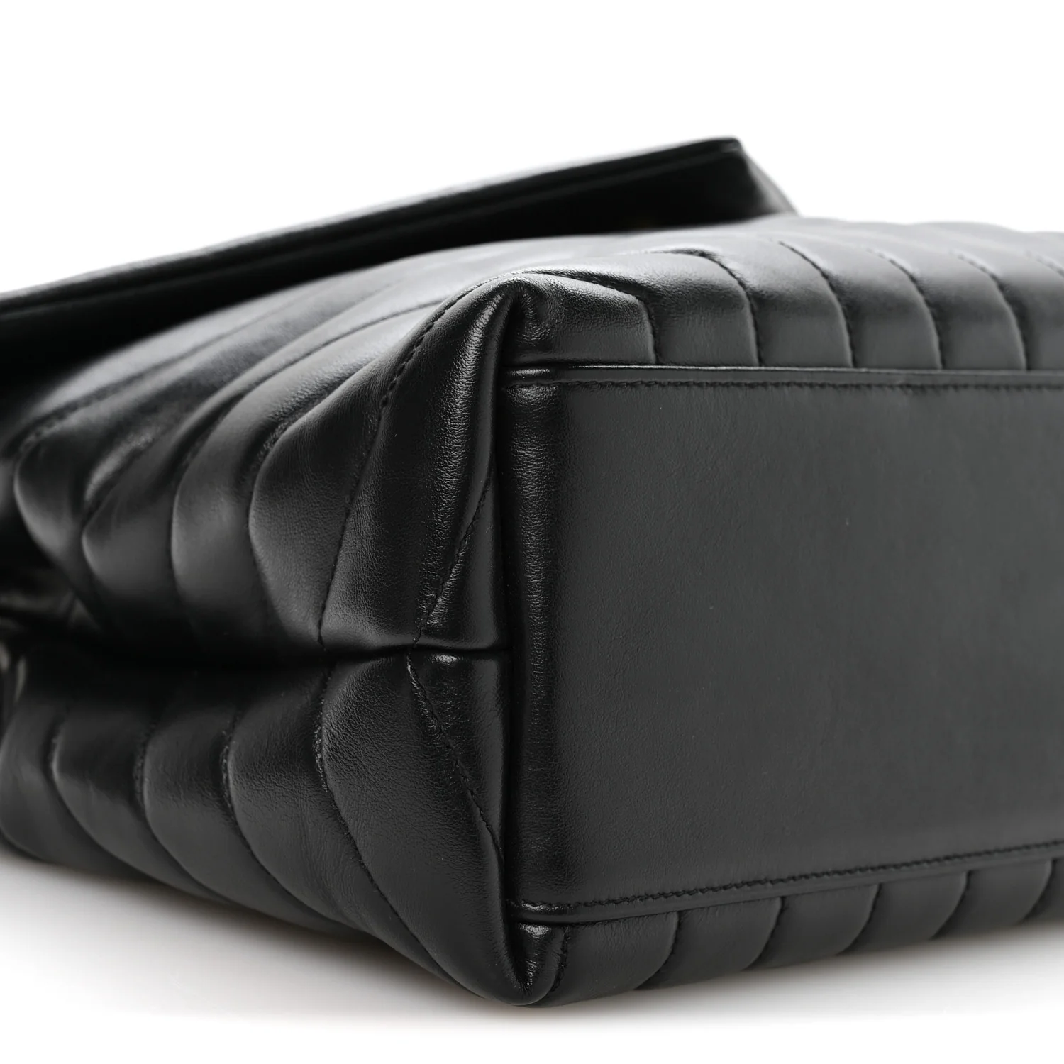 Calfskin Y Quilted Monogram Medium Loulou Chain Satchel Black - Image 9