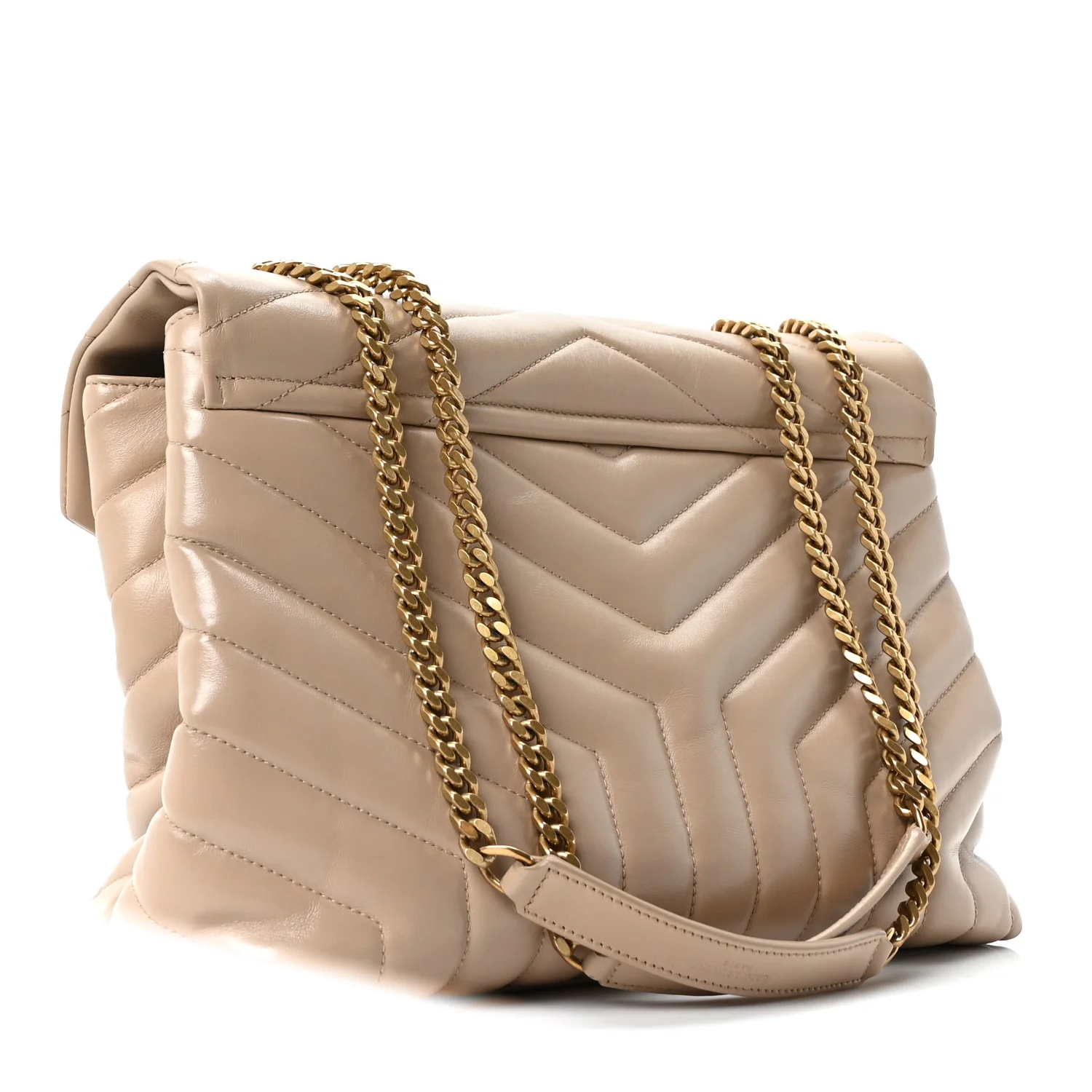 Calfskin Y Quilted Monogram Medium Loulou Chain Satchel Dark Beige - Image 3