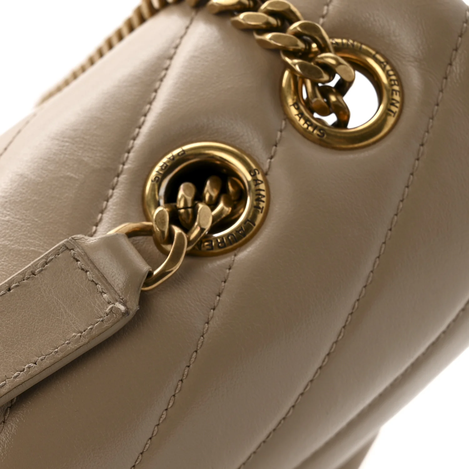 Calfskin Y Quilted Monogram Medium Loulou Chain Satchel Dark Beige - Image 16