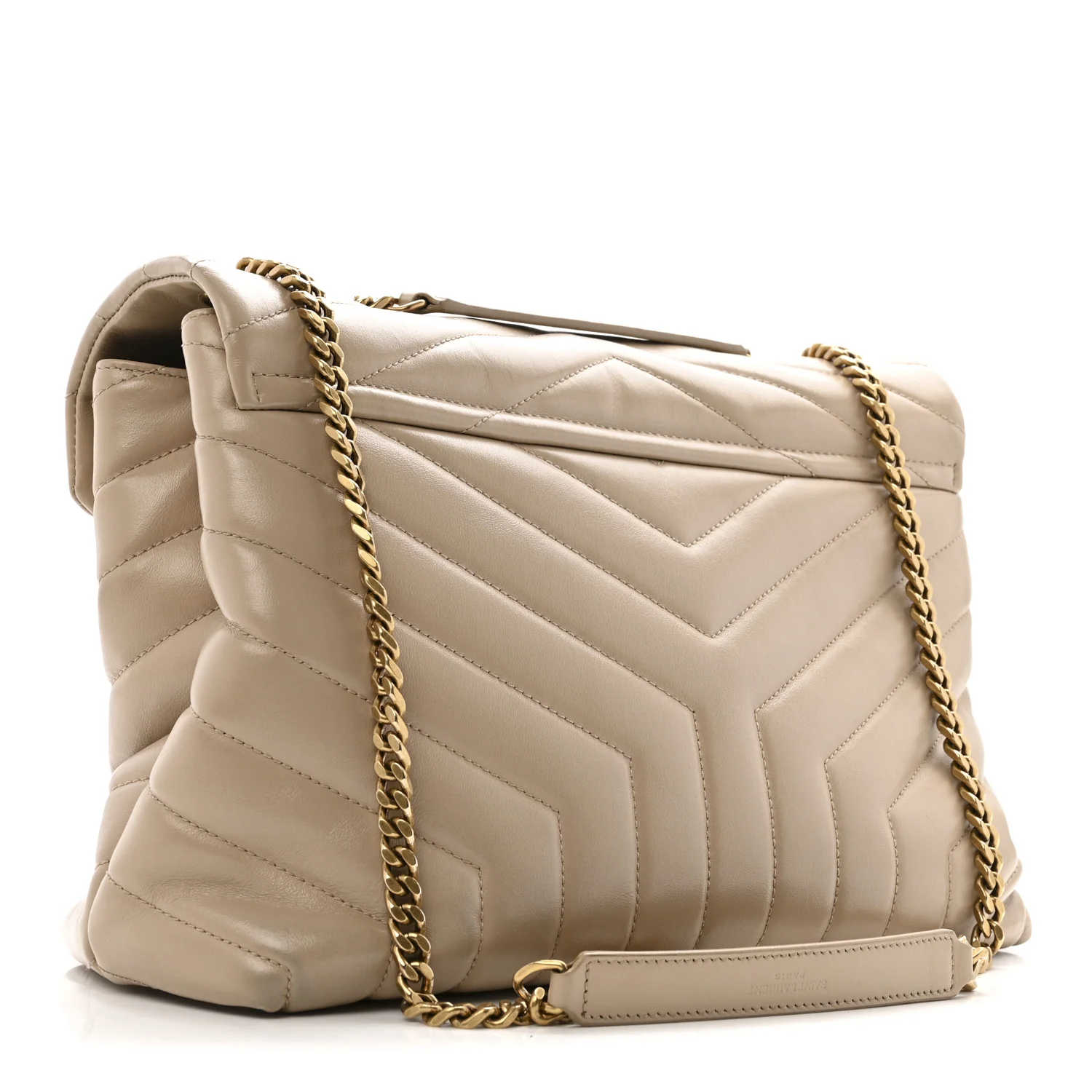 Calfskin Y Quilted Monogram Medium Loulou Chain Satchel Dark Beige - Image 3