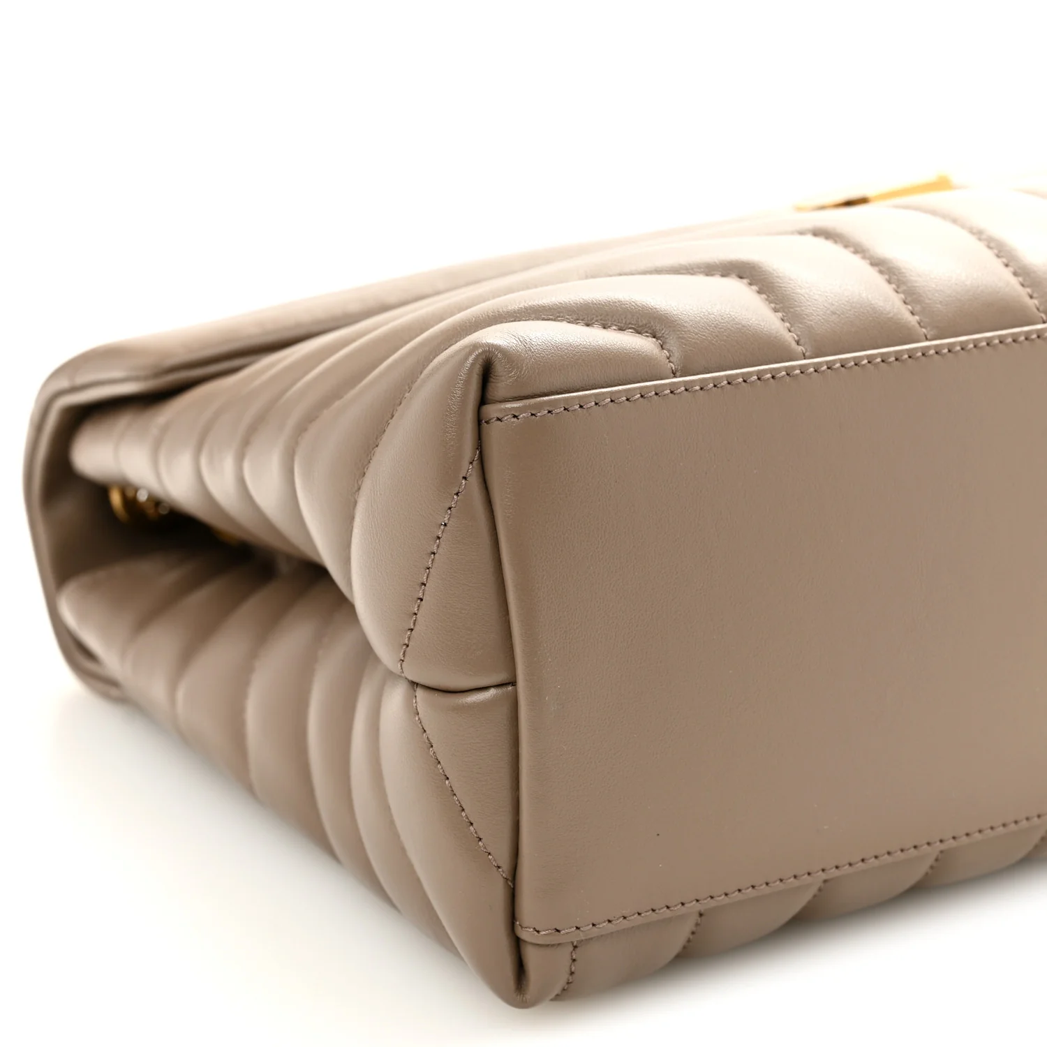 Calfskin Y Quilted Monogram Medium Loulou Chain Satchel Dark Beige - Image 10
