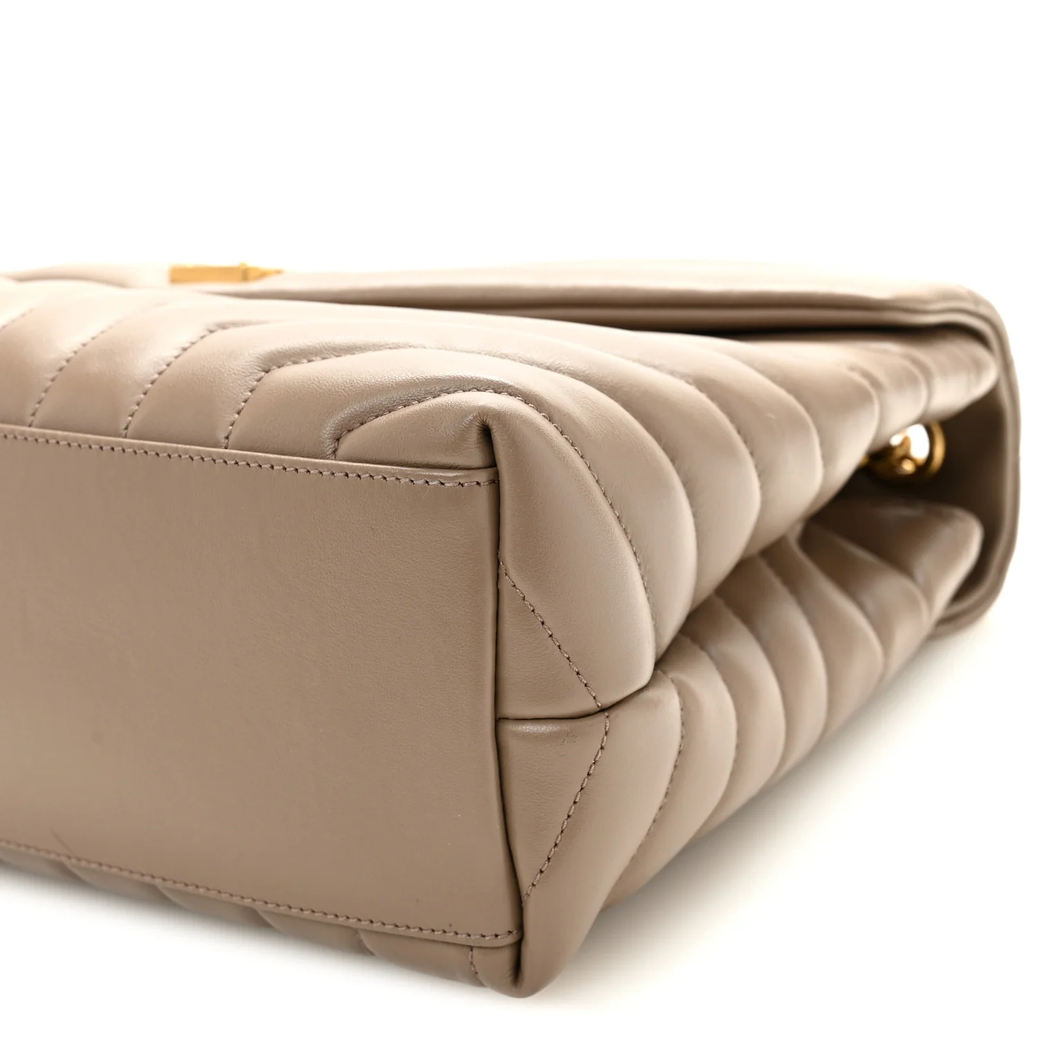 Calfskin Y Quilted Monogram Medium Loulou Chain Satchel Dark Beige - Image 11