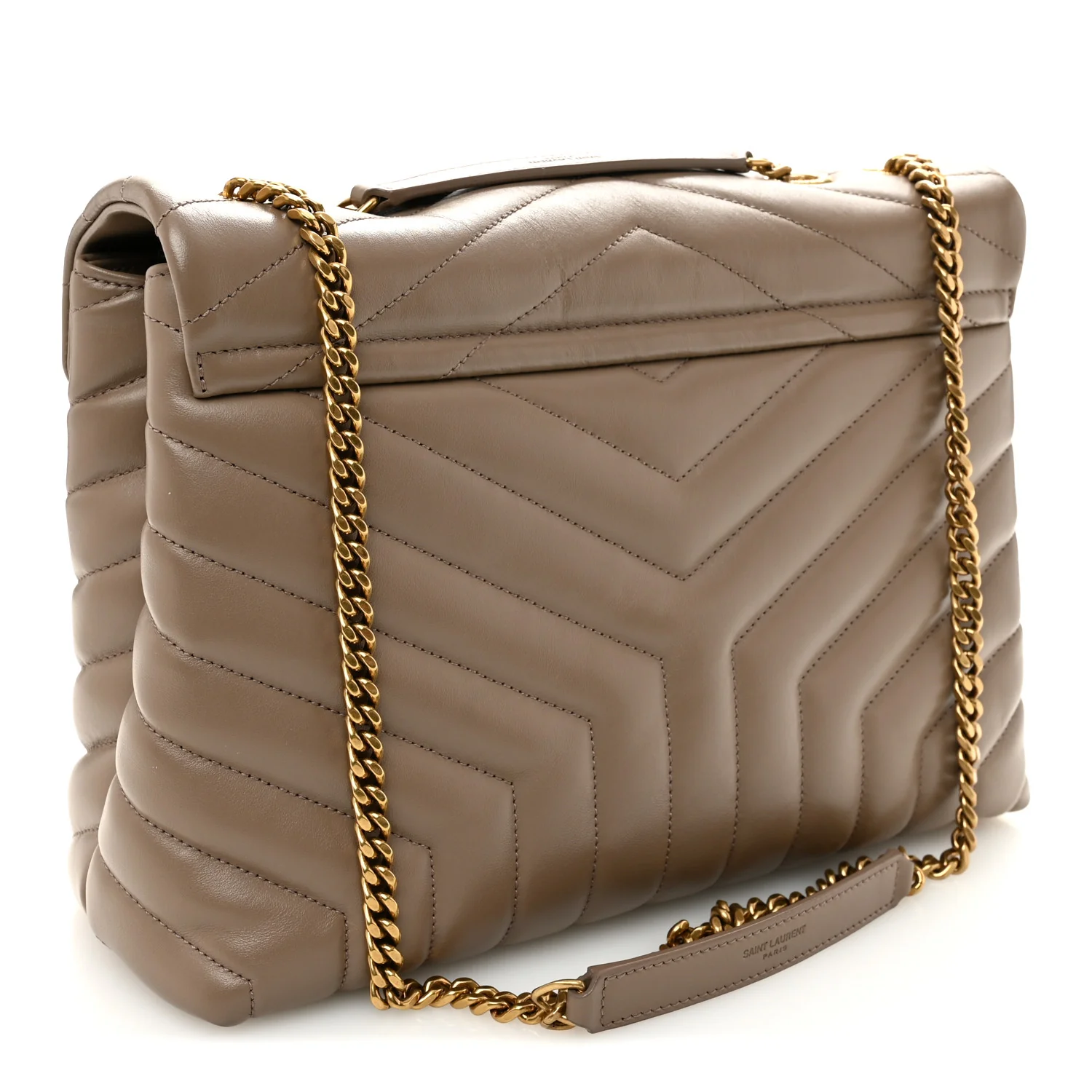 Calfskin Y Quilted Monogram Medium Loulou Chain Satchel Dark Beige - Image 4