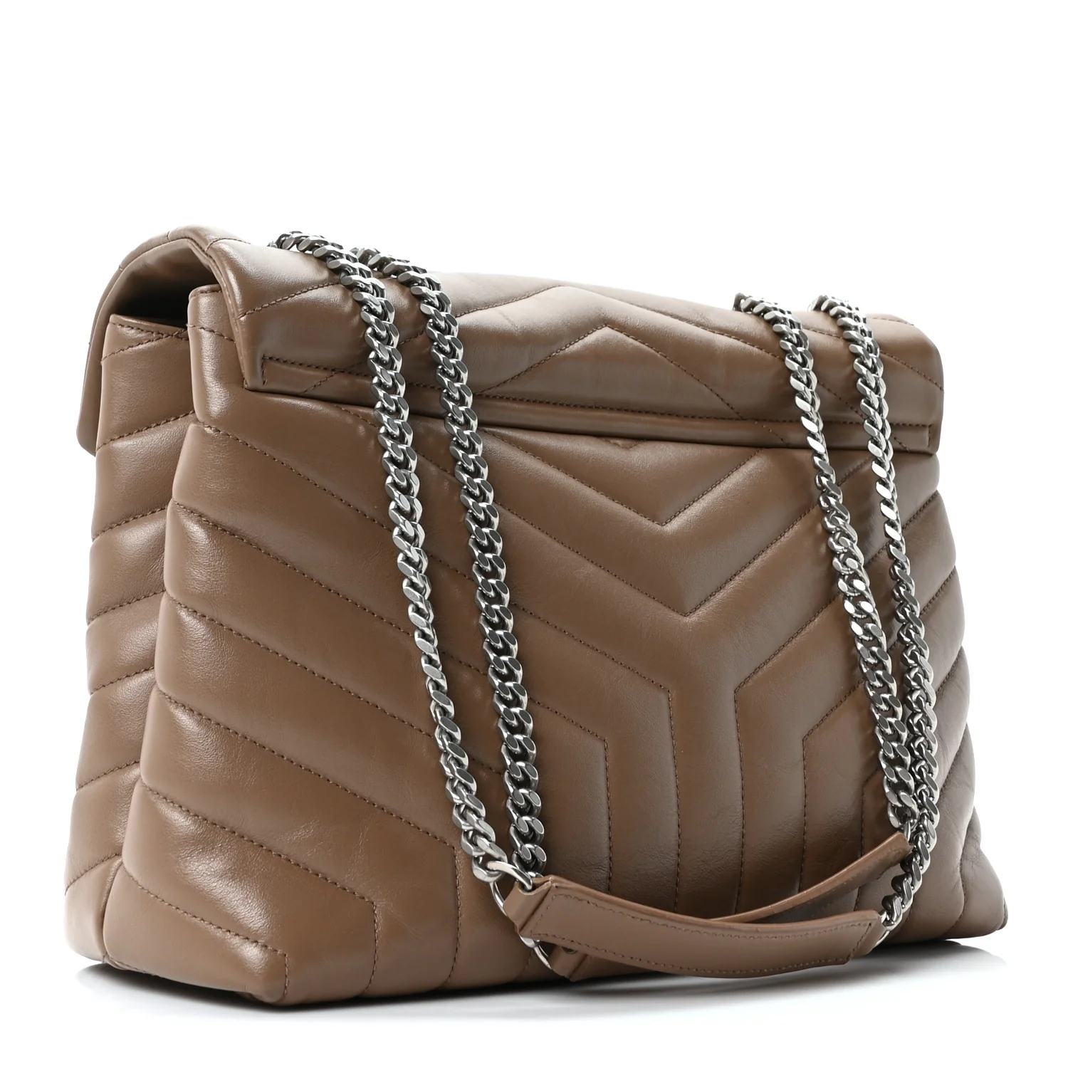 Calfskin Y Quilted Monogram Medium Loulou Chain Satchel Desert Storm - Image 3