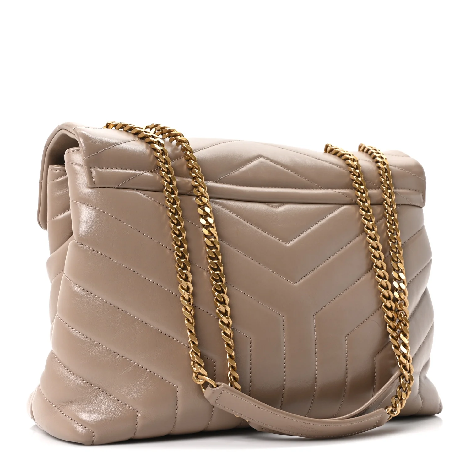 Calfskin Y Quilted Monogram Medium Loulou Chain Satchel Dusty Grey - Image 3
