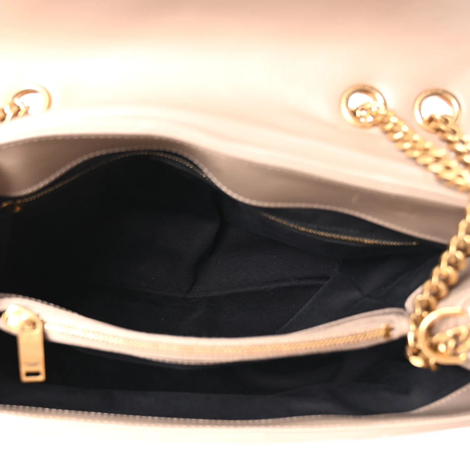 Calfskin Y Quilted Monogram Medium Loulou Chain Satchel Dusty Grey - Image 5