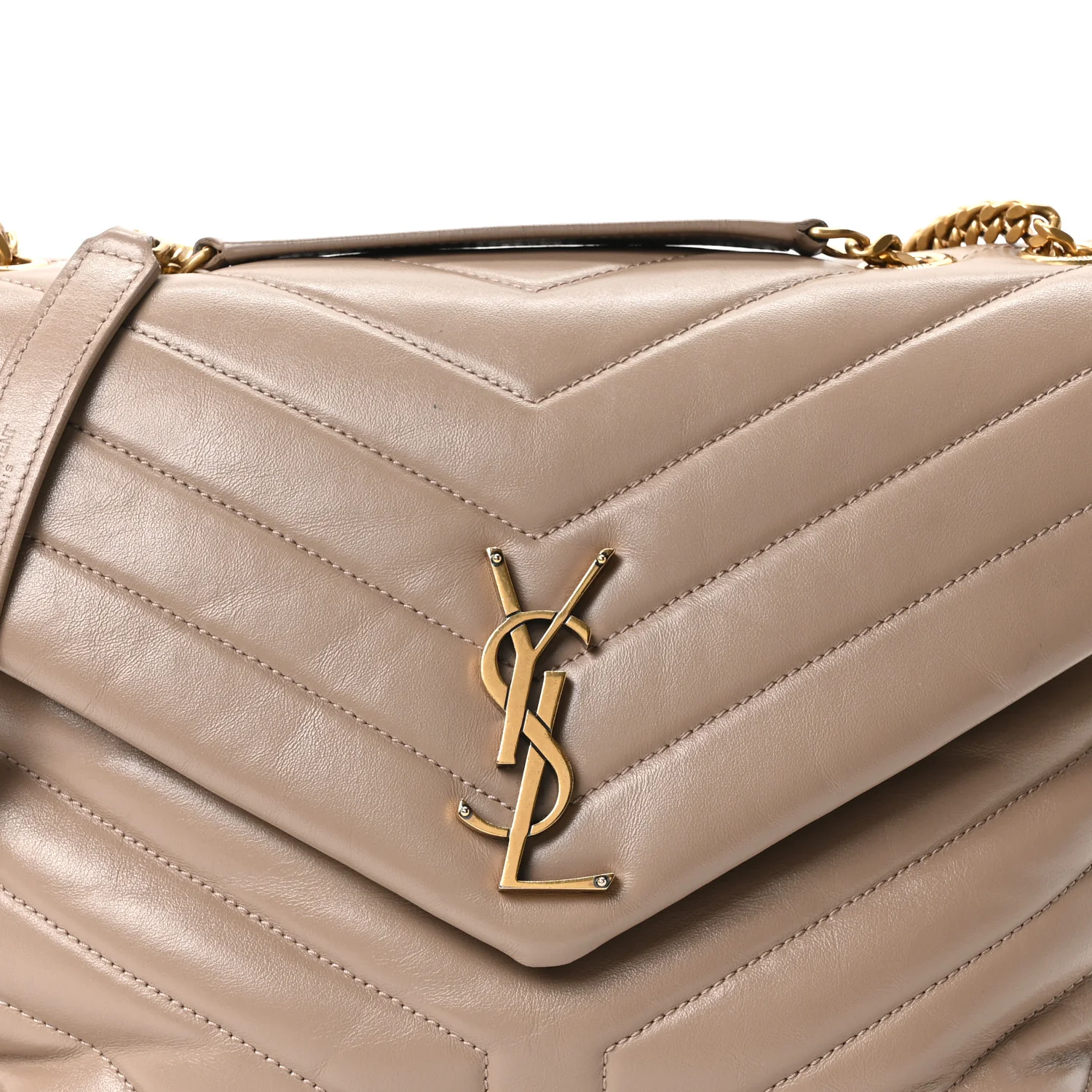 Calfskin Y Quilted Monogram Medium Loulou Chain Satchel Dusty Grey - Image 8