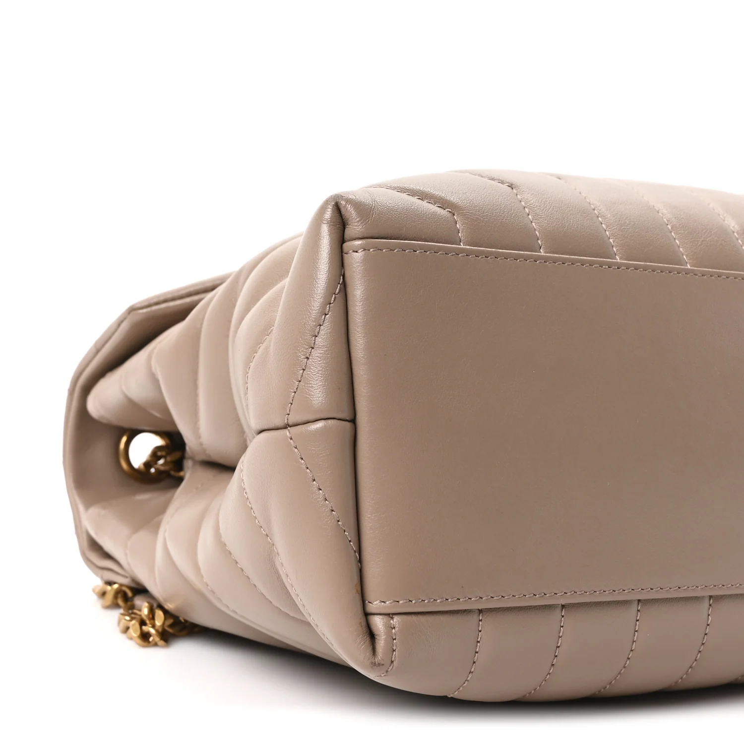 Calfskin Y Quilted Monogram Medium Loulou Chain Satchel Dusty Grey - Image 9