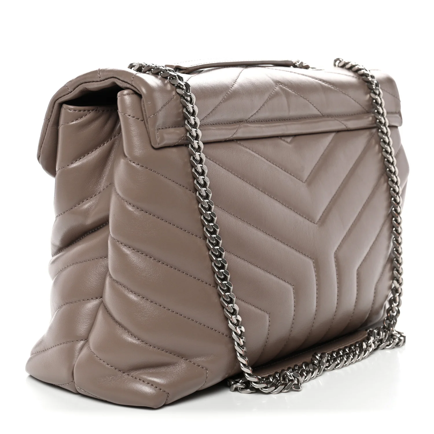 Calfskin Y Quilted Monogram Medium Loulou Chain Satchel Mink - Image 3
