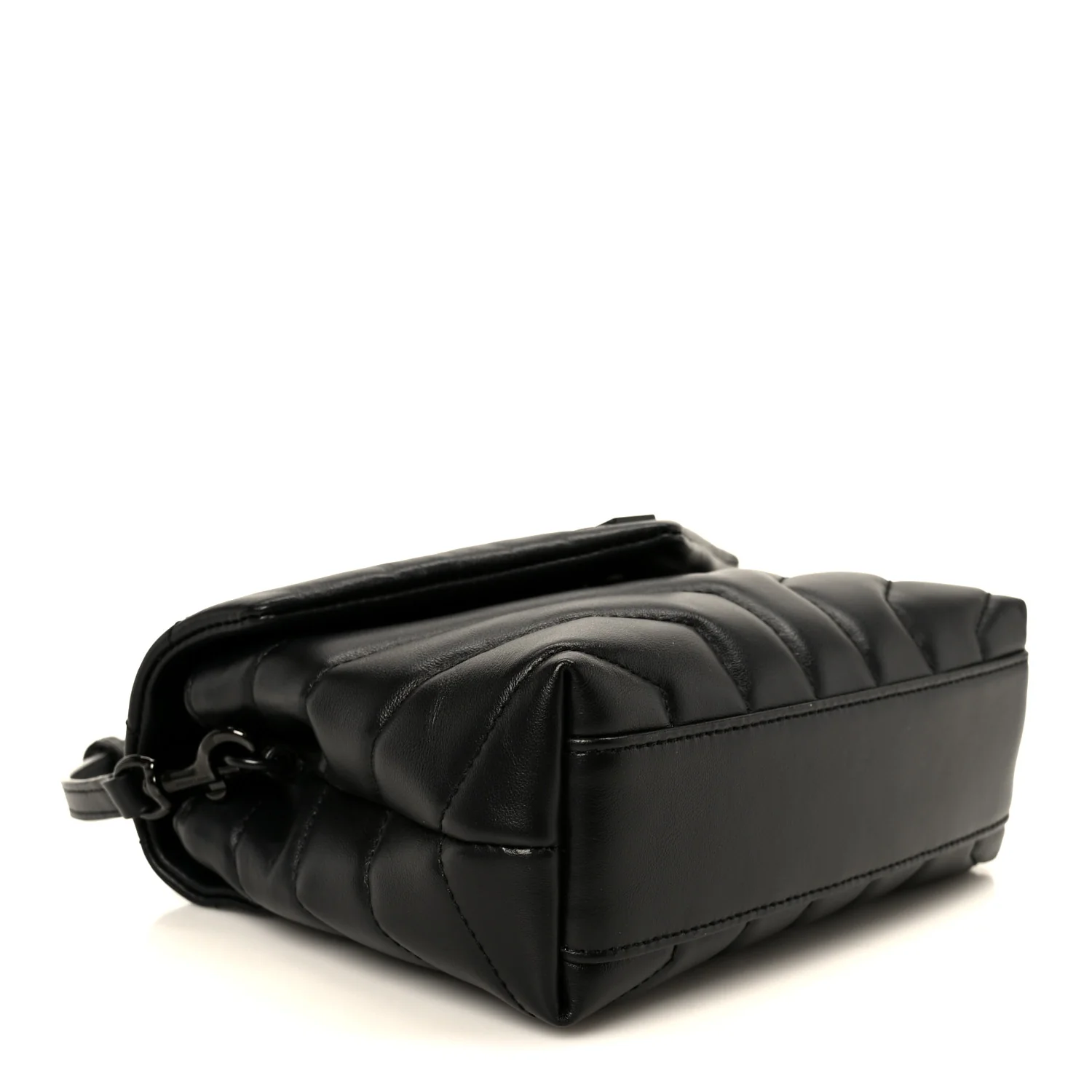 Calfskin Y Quilted Monogram Monochrome Toy Loulou Crossbody Bag Black - Image 4