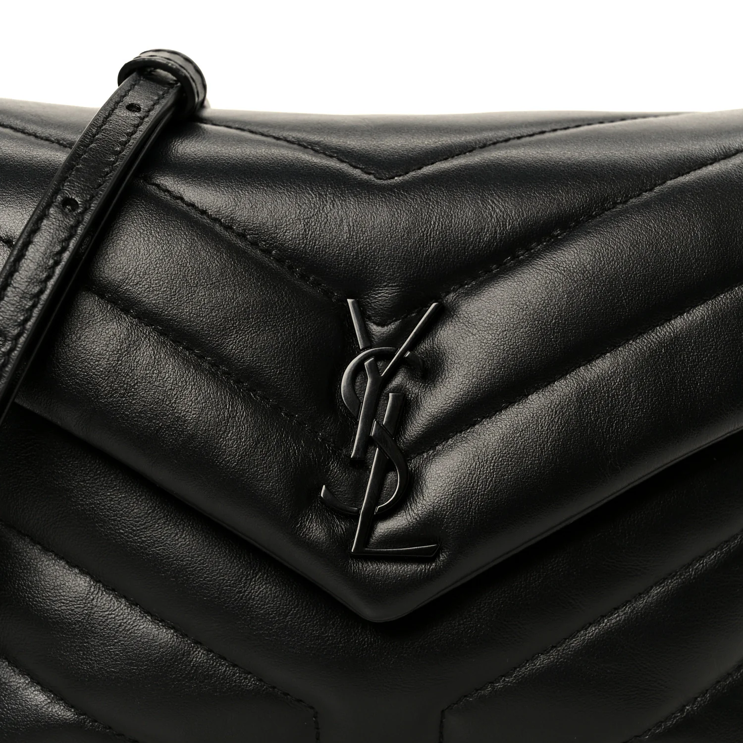 Calfskin Y Quilted Monogram Monochrome Toy Loulou Crossbody Bag Black - Image 9