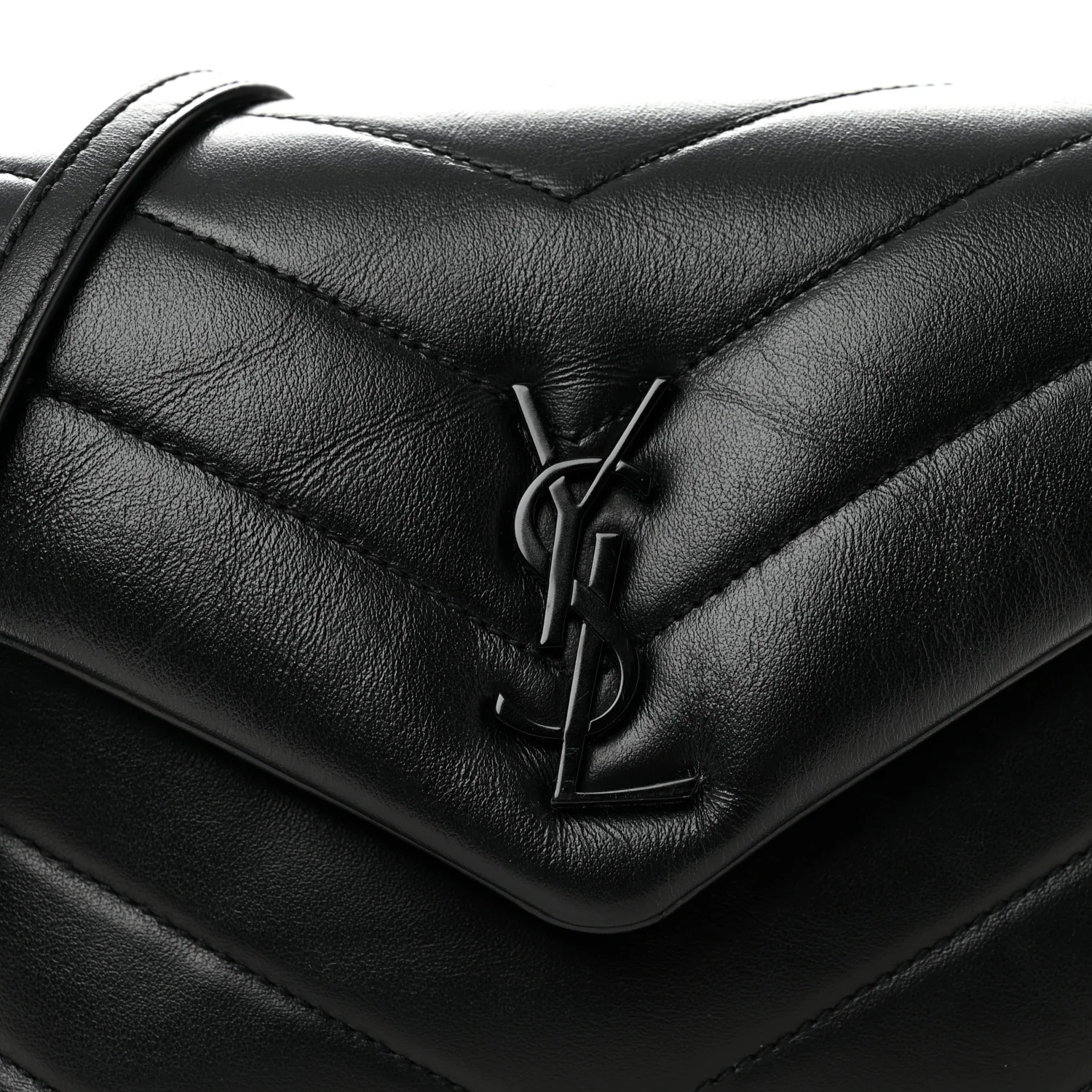 Calfskin Y Quilted Monogram Monochrome Toy Loulou Crossbody Bag Black - Image 8
