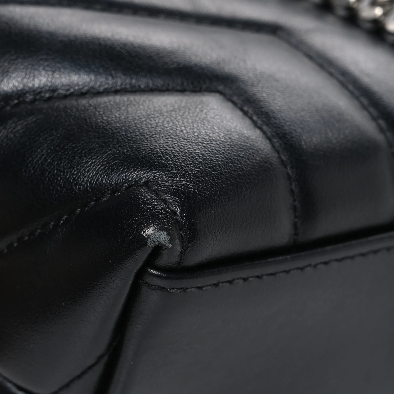 Calfskin Y Quilted Monogram Small Loulou Chain Satchel Black - Image 11