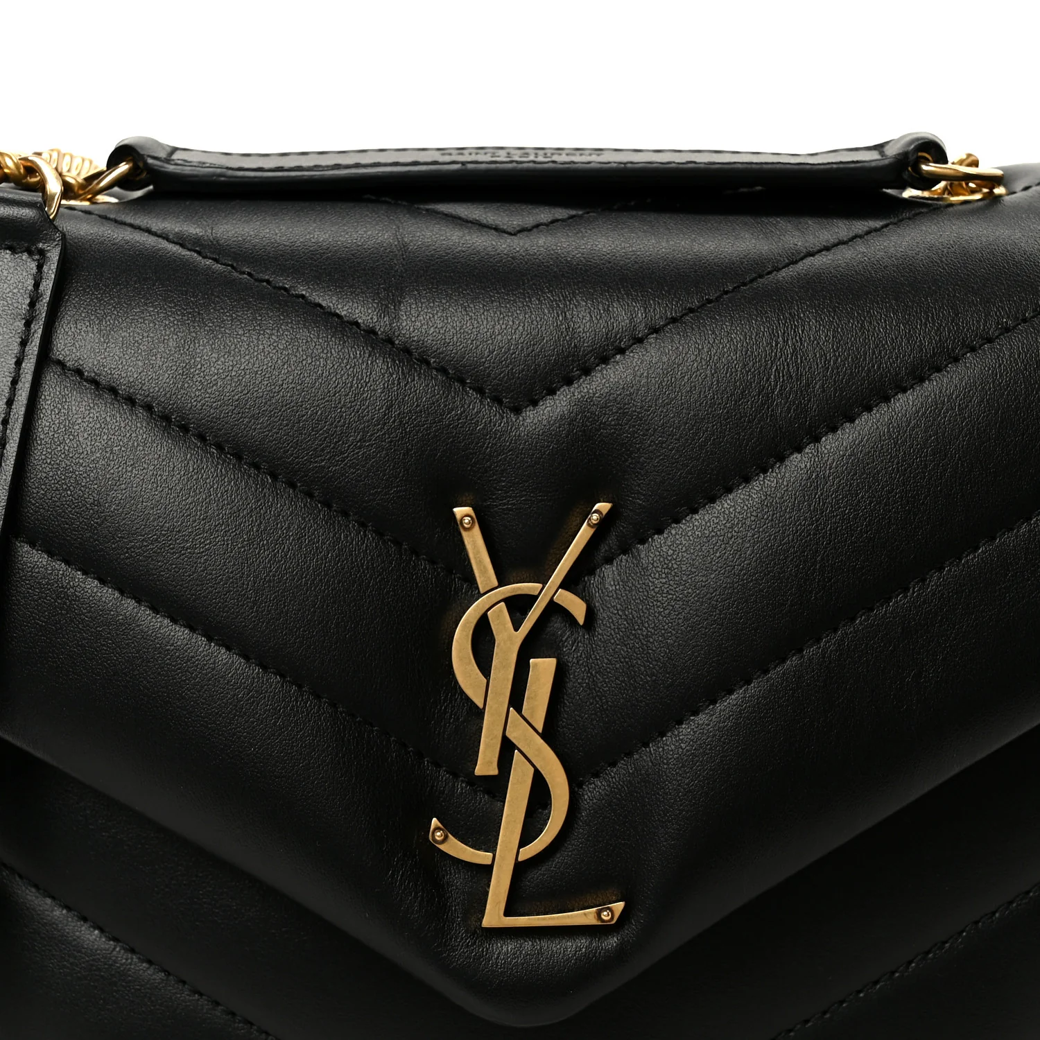 Calfskin Y Quilted Monogram Small Loulou Chain Satchel Black - Image 8