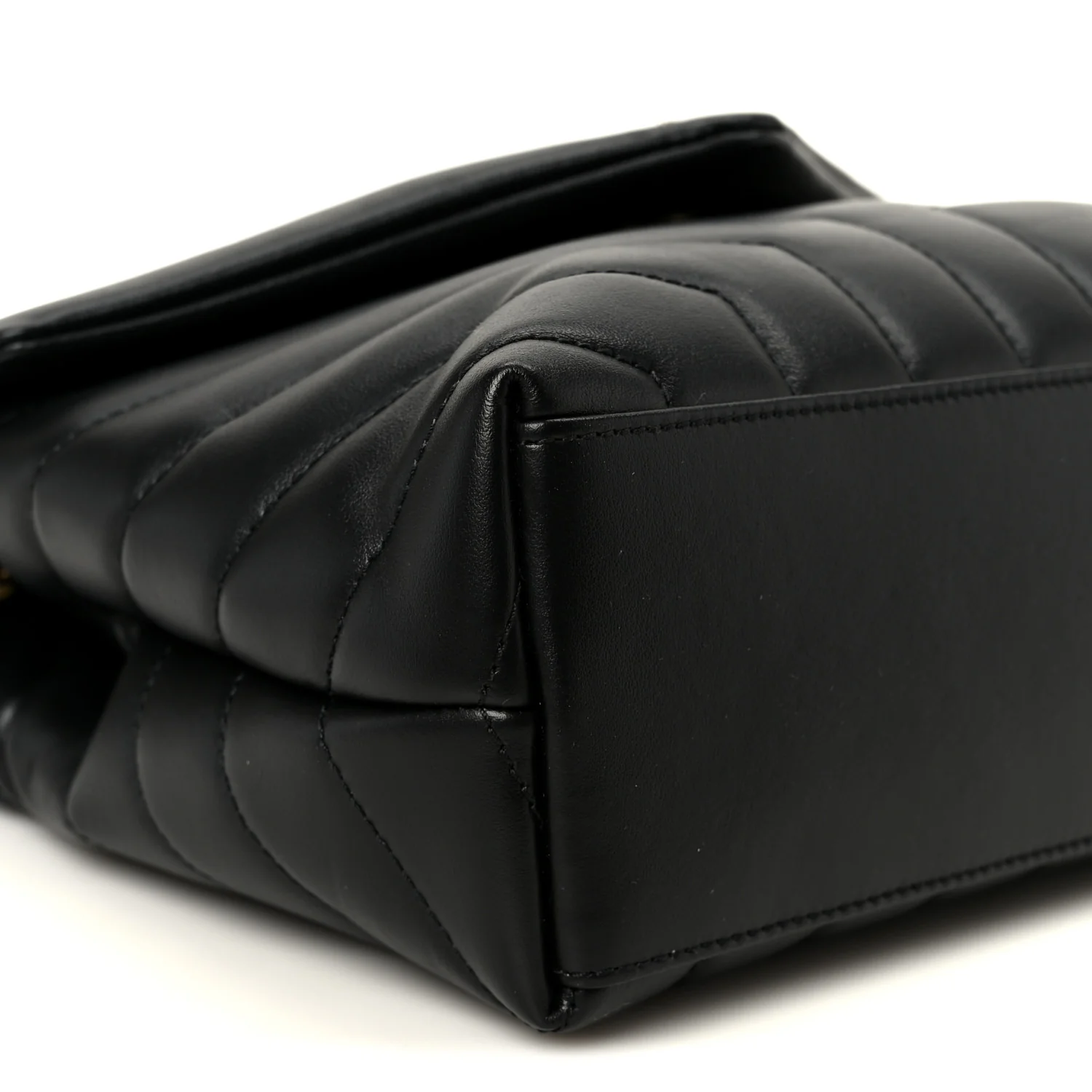 Calfskin Y Quilted Monogram Small Loulou Chain Satchel Black - Image 9