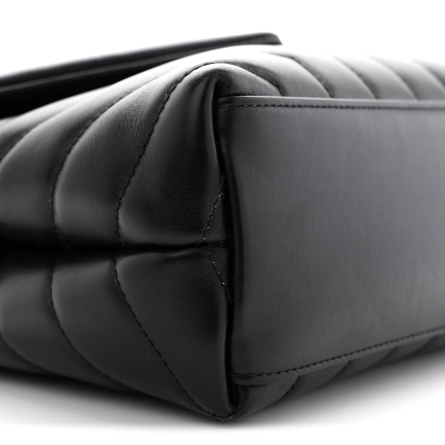 Calfskin Y Quilted Monogram Small Loulou Chain Satchel Black - Image 9