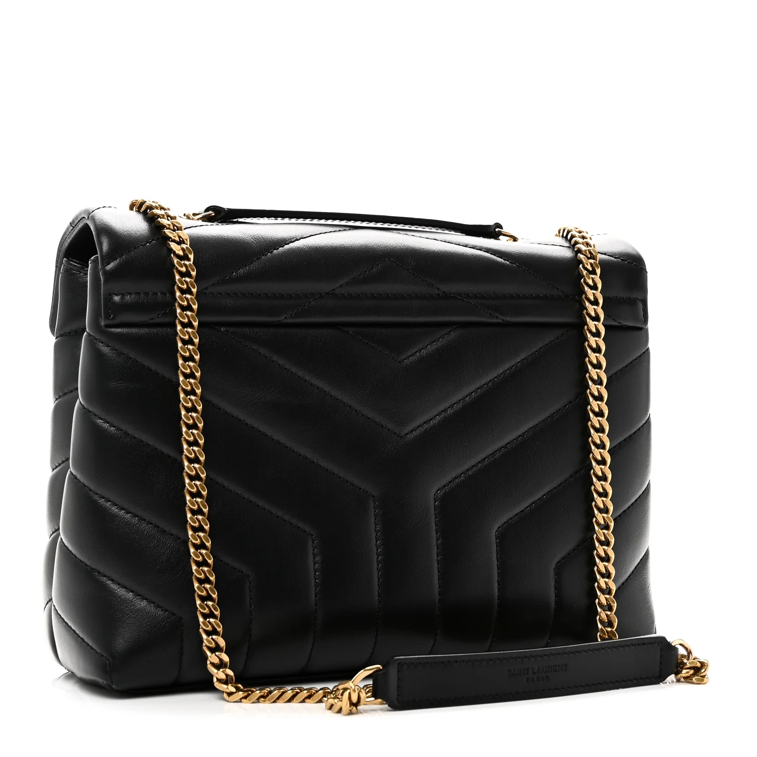 Calfskin Y Quilted Monogram Small Loulou Chain Satchel Black - Image 3