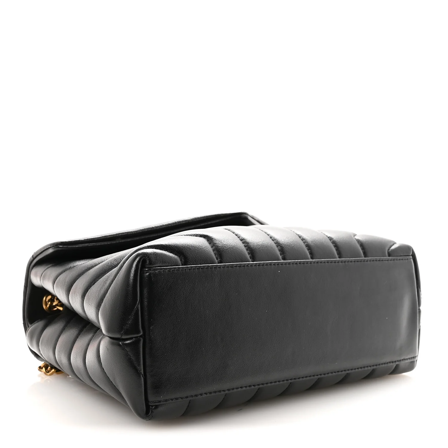 Calfskin Y Quilted Monogram Small Loulou Chain Satchel Black - Image 4