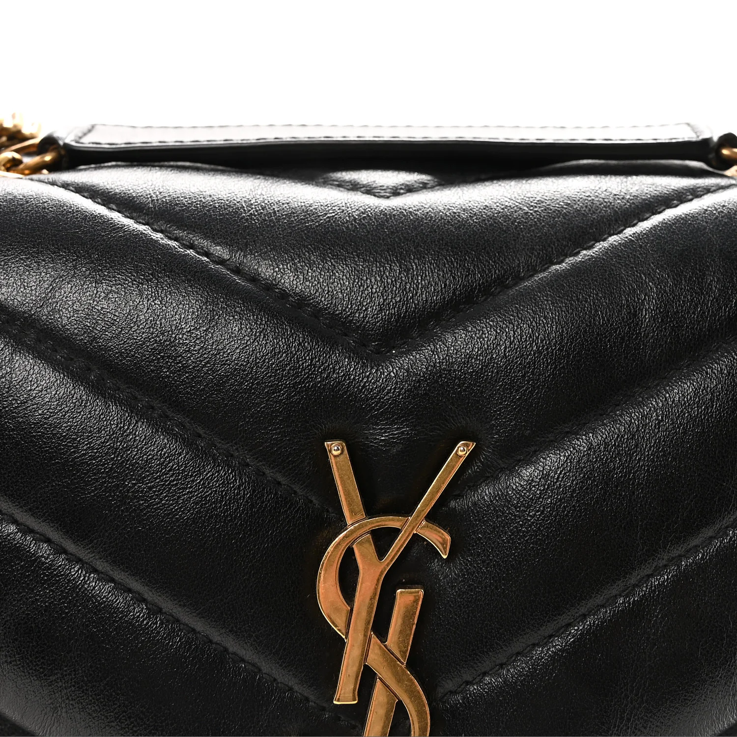 Calfskin Y Quilted Monogram Small Loulou Chain Satchel Black - Image 7
