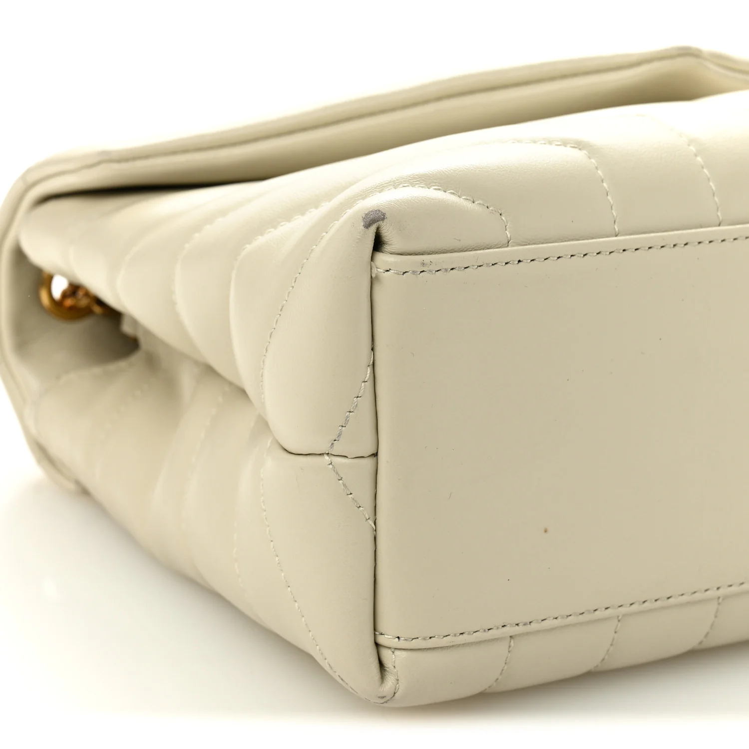 Calfskin Y Quilted Monogram Small Loulou Chain Satchel Blanc Vintage - Image 9