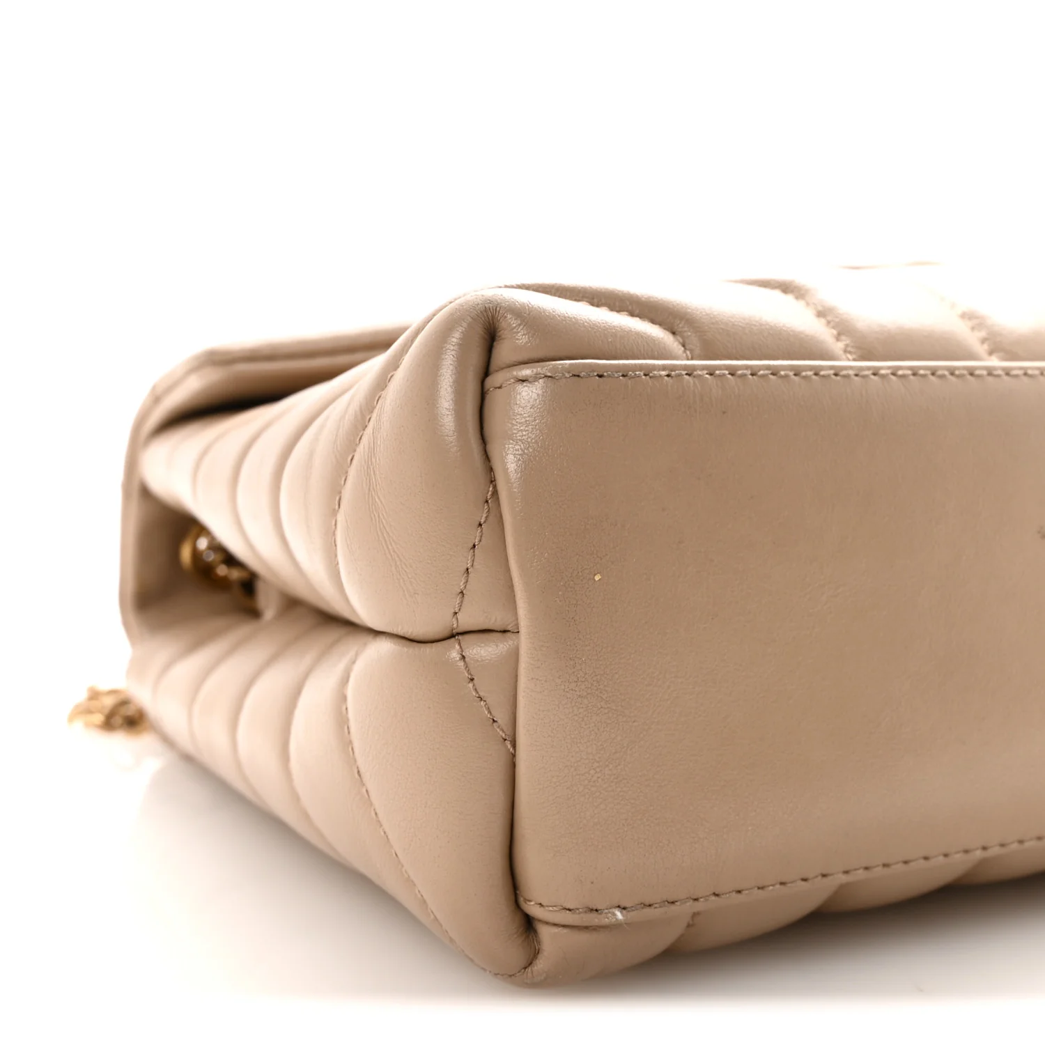 Calfskin Y Quilted Monogram Small Loulou Chain Satchel Dark Beige - Image 8