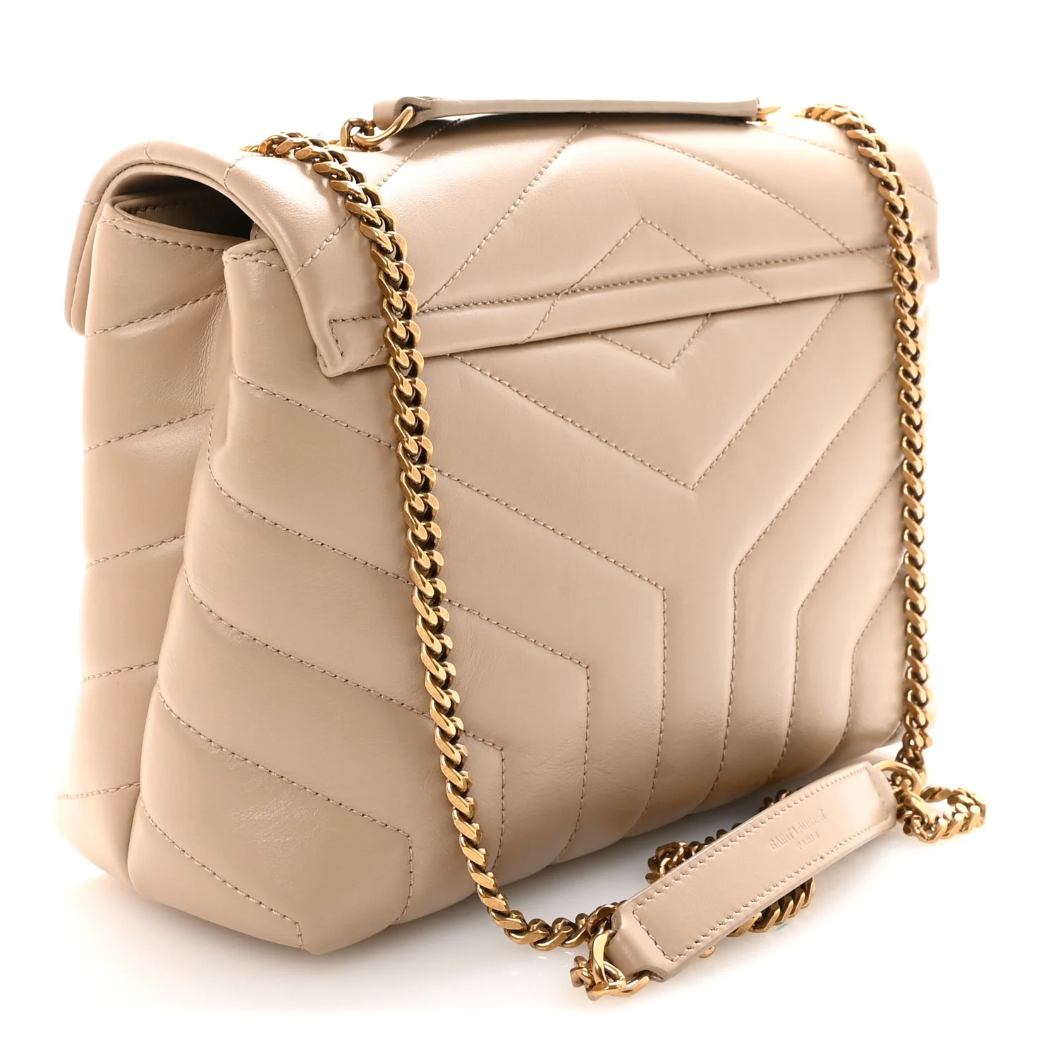 Calfskin Y Quilted Monogram Small Loulou Chain Satchel Dark Beige - Image 3