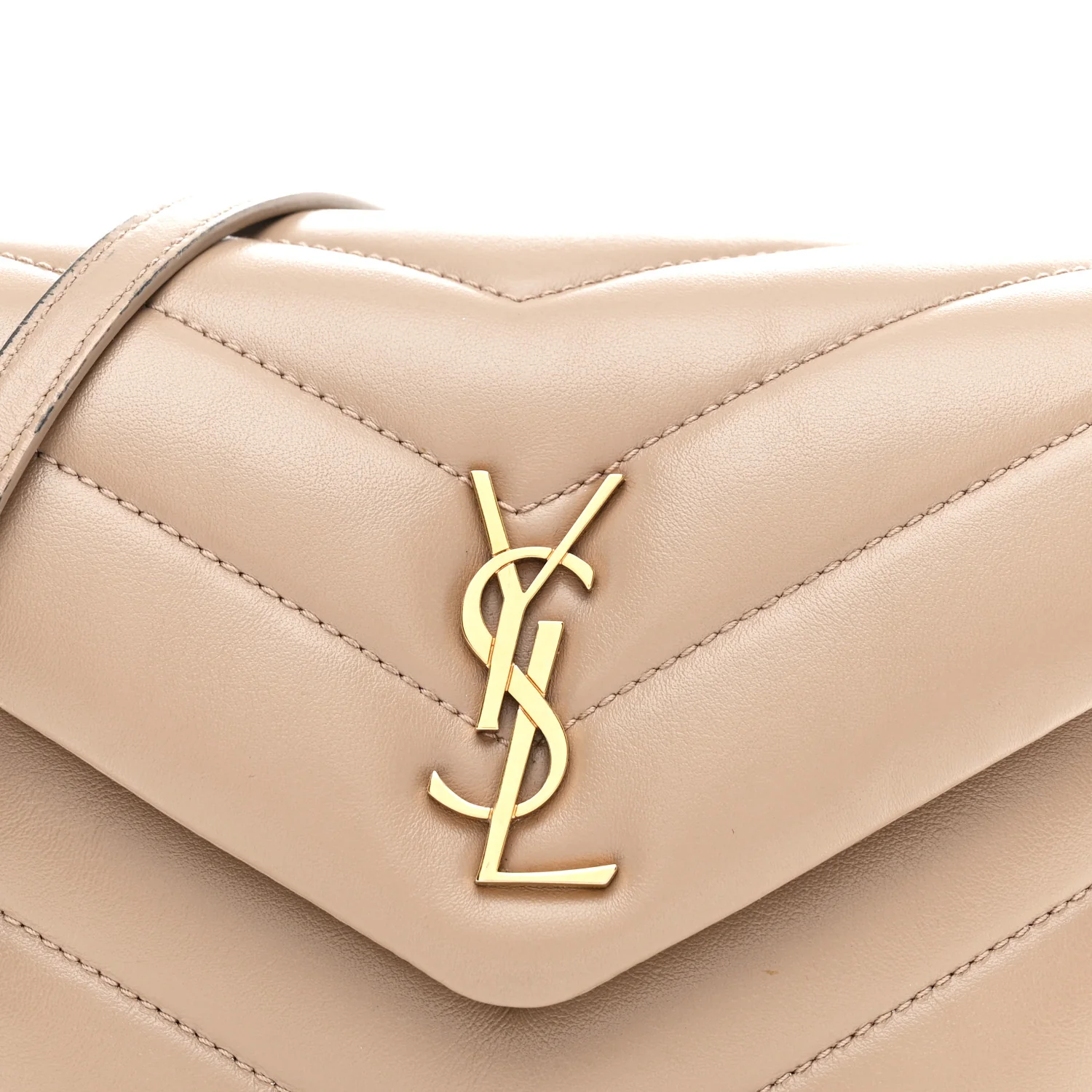 Calfskin Y Quilted Monogram Toy Loulou Crossbody Bag Dark Beige - Image 8