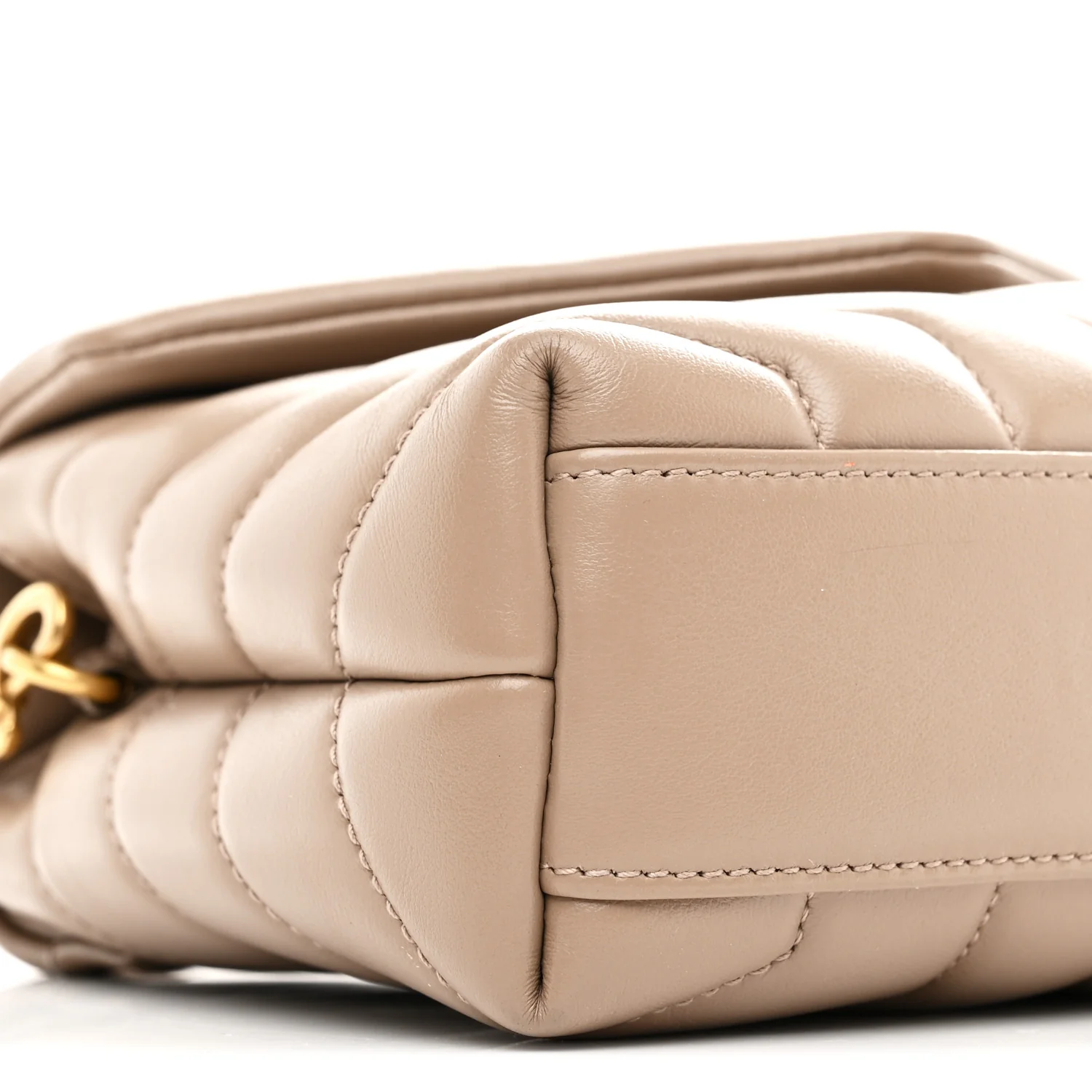 Calfskin Y Quilted Monogram Toy Loulou Crossbody Bag Dark Beige - Image 9