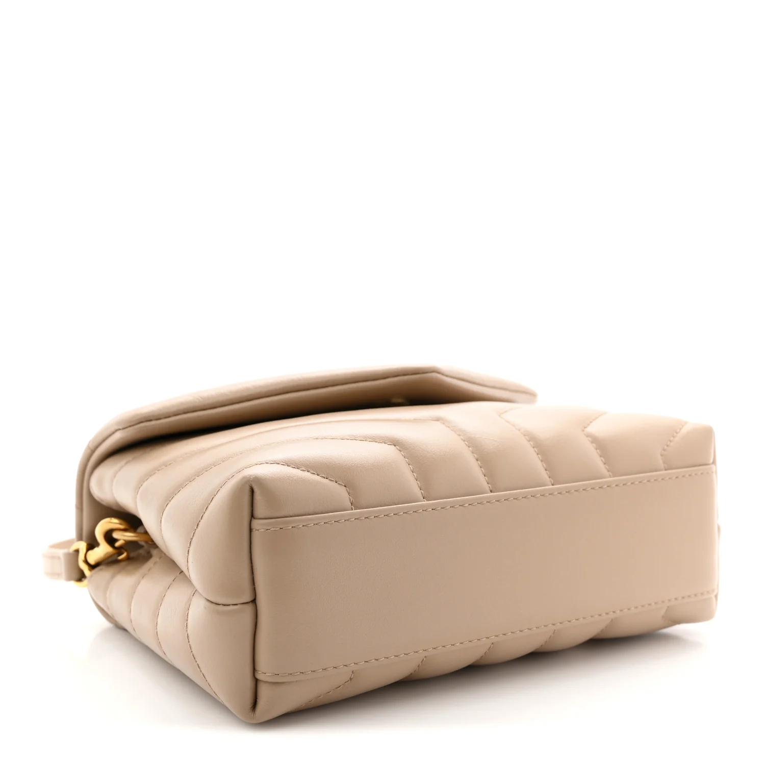Calfskin Y Quilted Monogram Toy Loulou Crossbody Bag Dark Beige - Image 4