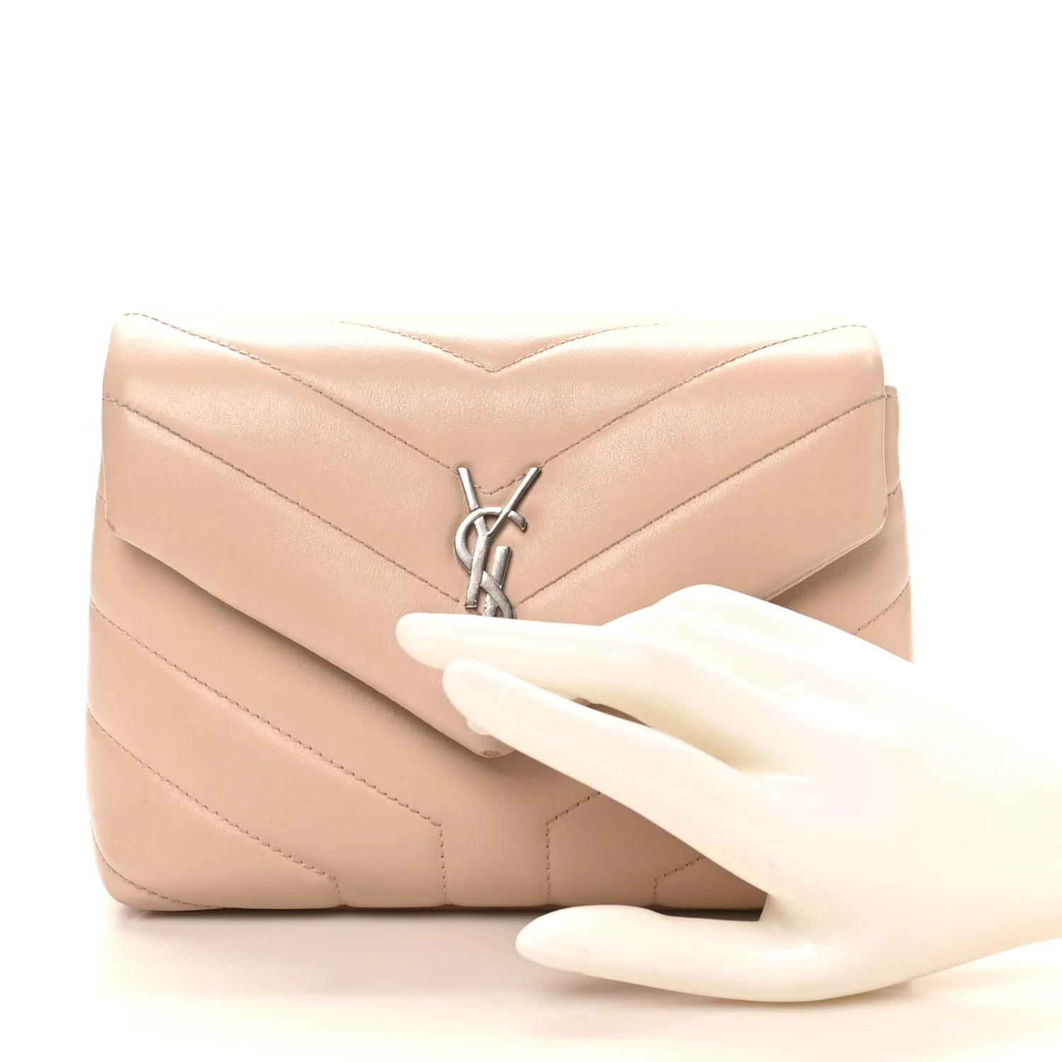 Calfskin Y Quilted Monogram Toy Loulou Crossbody Bag Nude Powder - Image 2