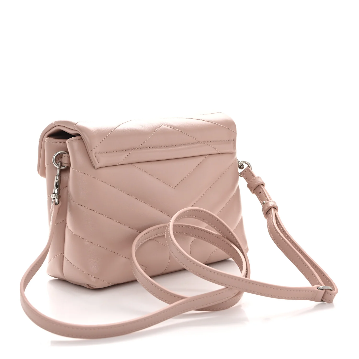 Calfskin Y Quilted Monogram Toy Loulou Crossbody Bag Pale Blush - Image 3