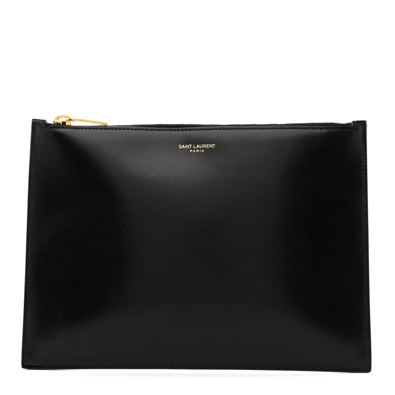 Calfskin Zip Clutch Black