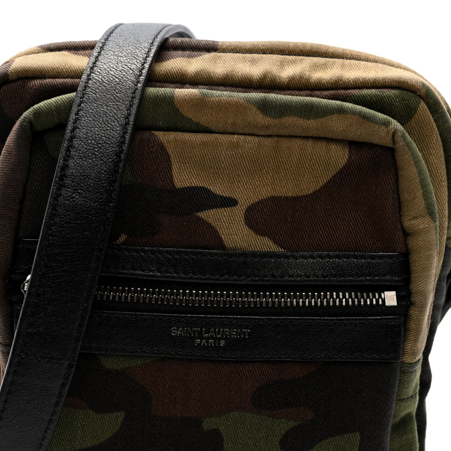 Canvas Calfskin Camouflage Sid Messenger Bag Green - Image 8