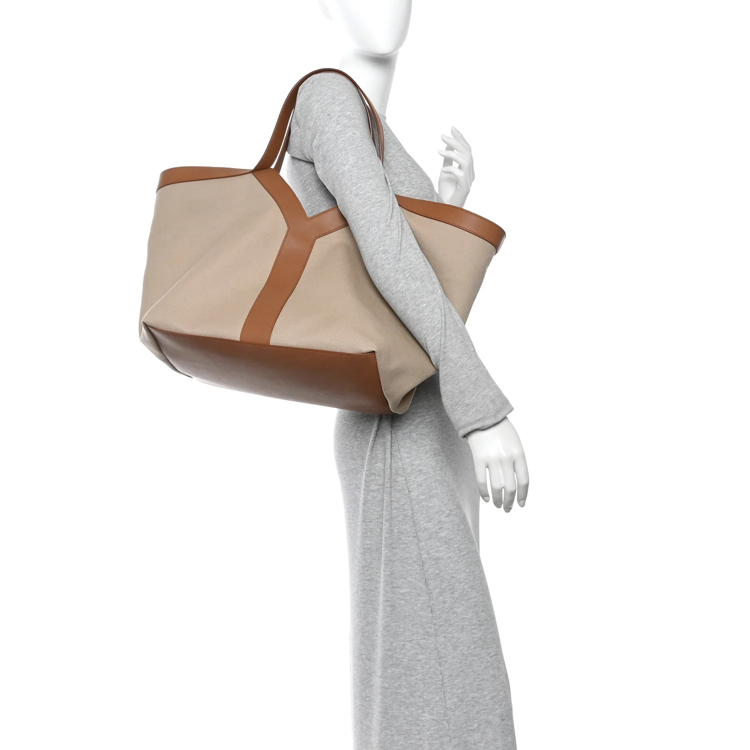 Canvas Calfskin Y Tote Tan Natural - Image 2