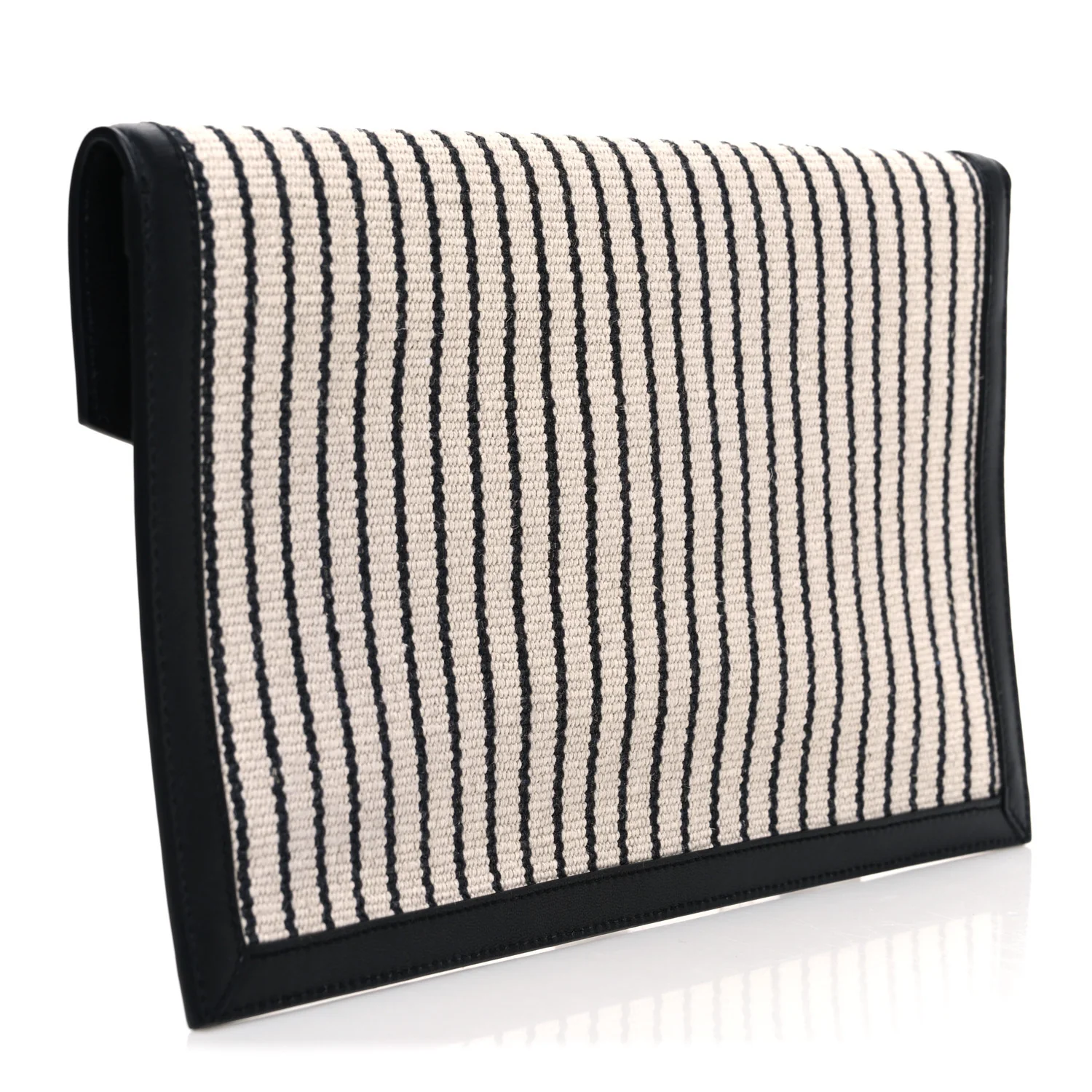 Canvas Striped Uptown Pouch Beige Black - Image 3