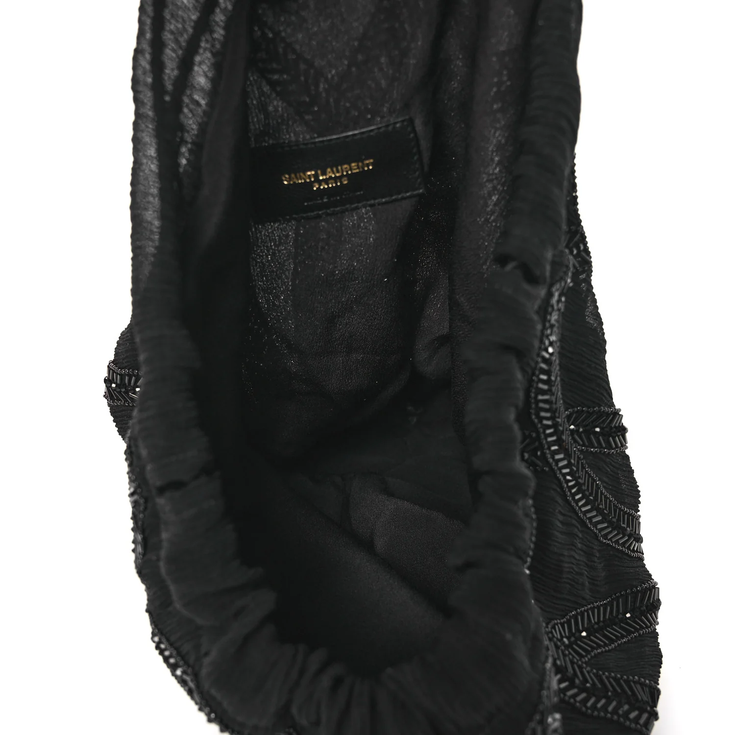 Chiffron Beaded Pochon Souple Bag Black - Image 5